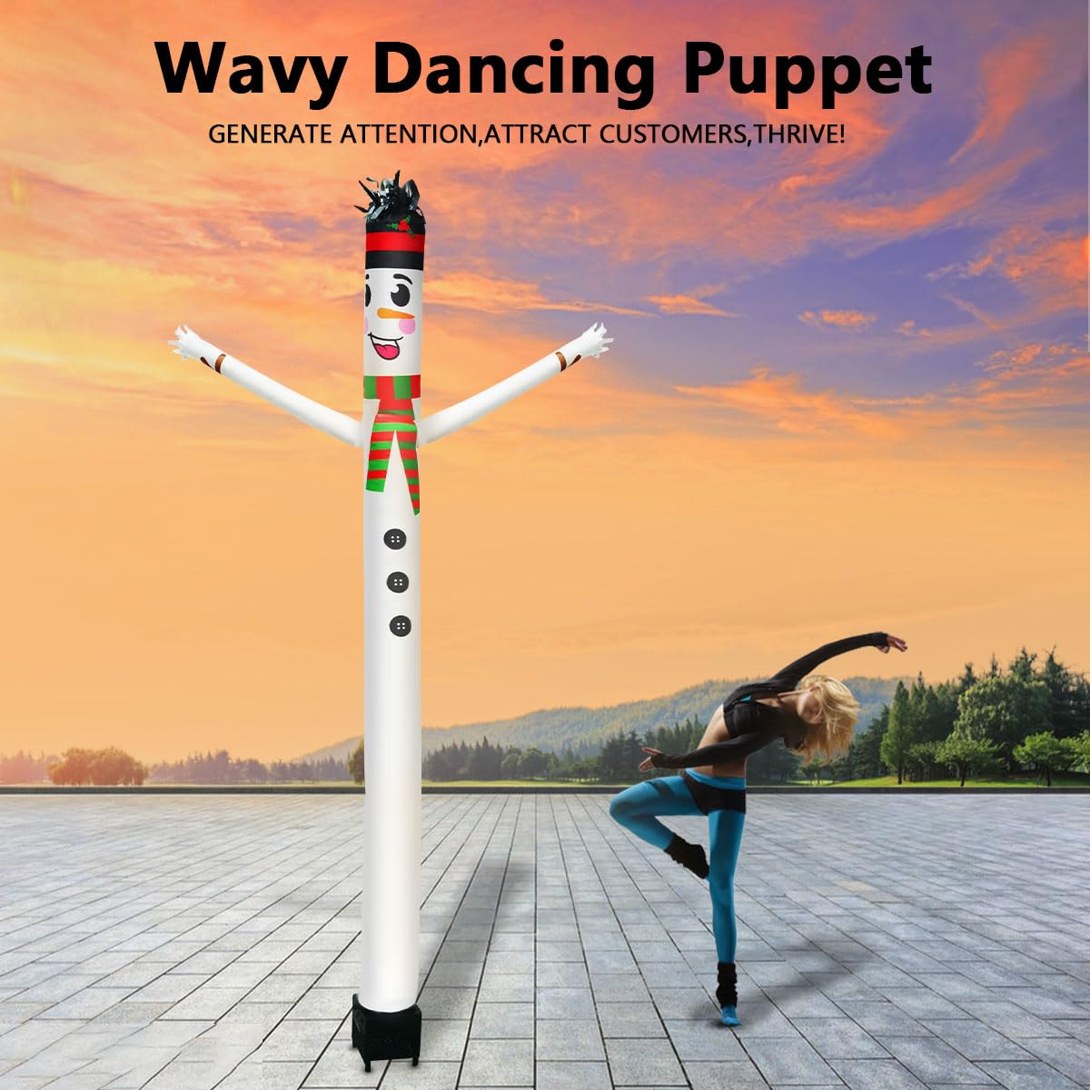 8FT Inflatable Air Waving Tube Dancer with Blower Set, Blow Up Inflate Santa Clause for Christmas Decorations (Snowman)