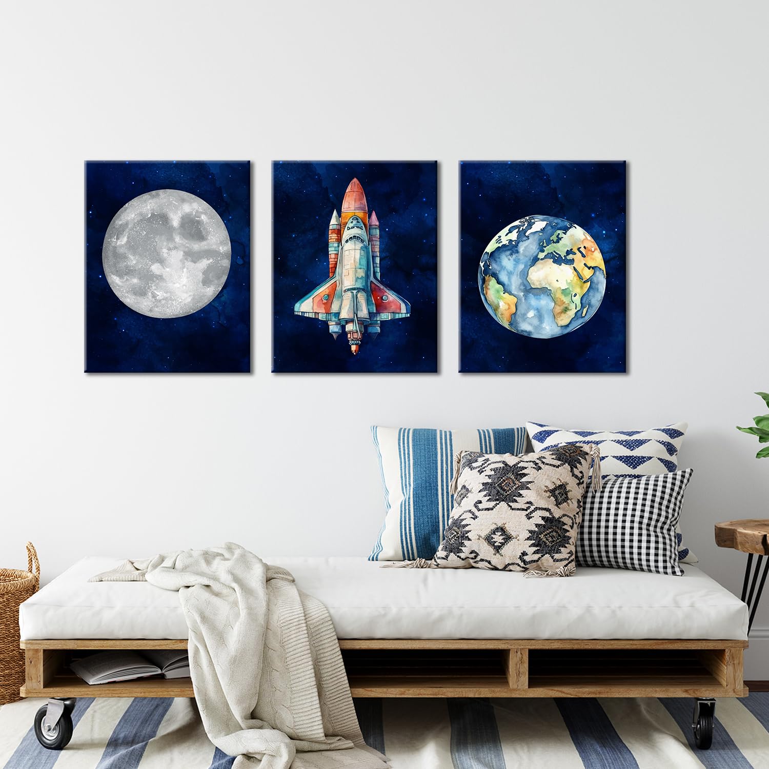 Yuzi-N Outer Space Decor For Boys Room, Space Room Decor For Boys, Space Wall Art Decor For Kids Room Boys Bedroom Nursery Playr
