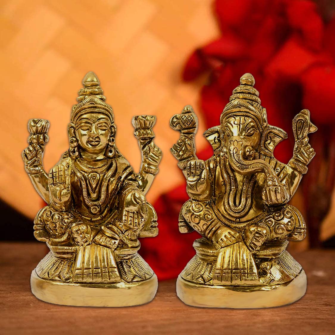 Dealfry Original Brass Sitting Ganesh Idol, Lord Ganesha Gods Murti Metal Statue For Home Office Success Entrance Dcor Diwali Po