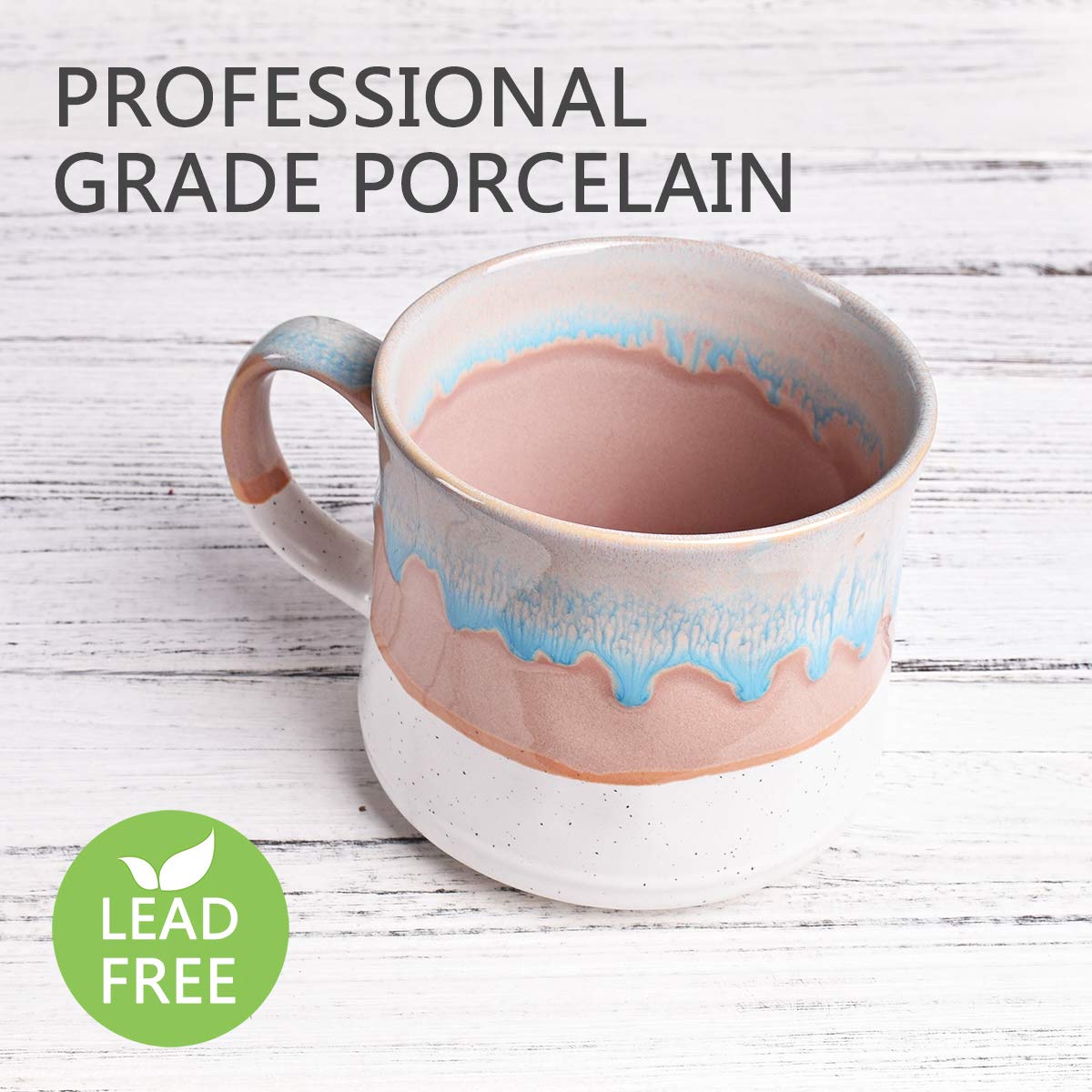 Bosmarlin Large ceramic coffee Mug, Big Tea cup, 7 colors to choose, 21 Oz, Dishwasher and Microwave Safe, 1 PcS (White)