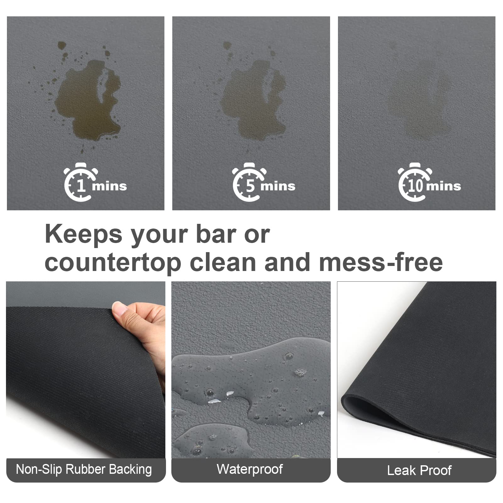 Zlr Coffee Mat - 12'' X 20'' Middle Kitchen Absorbent Mat For Countertop - Easy To Clean Coffee Bar Mat For Coffee Machine, Coff
