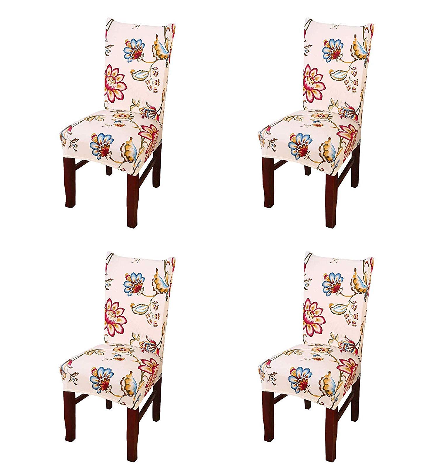 House Of Quirk Elastic Chair Cover Stretch Removable Washable Short Dining Chair Cover Protector Seat Slipcover (Pack 4, Mustard