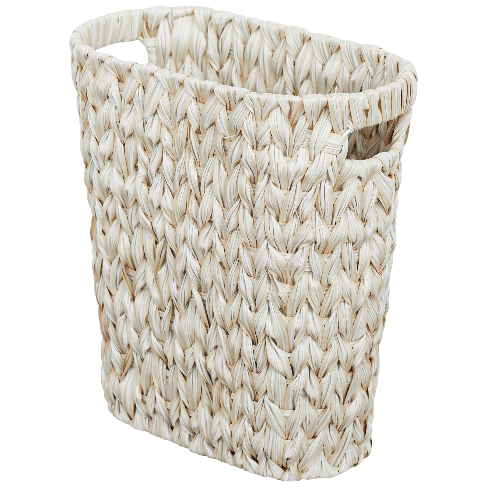 Coeusy Wicker Trash Can,Bathroom Trash Can,Waterproof Wicker Waste Basket For Bathroom,Narrow Small Waste Basket For Bedroom,Off