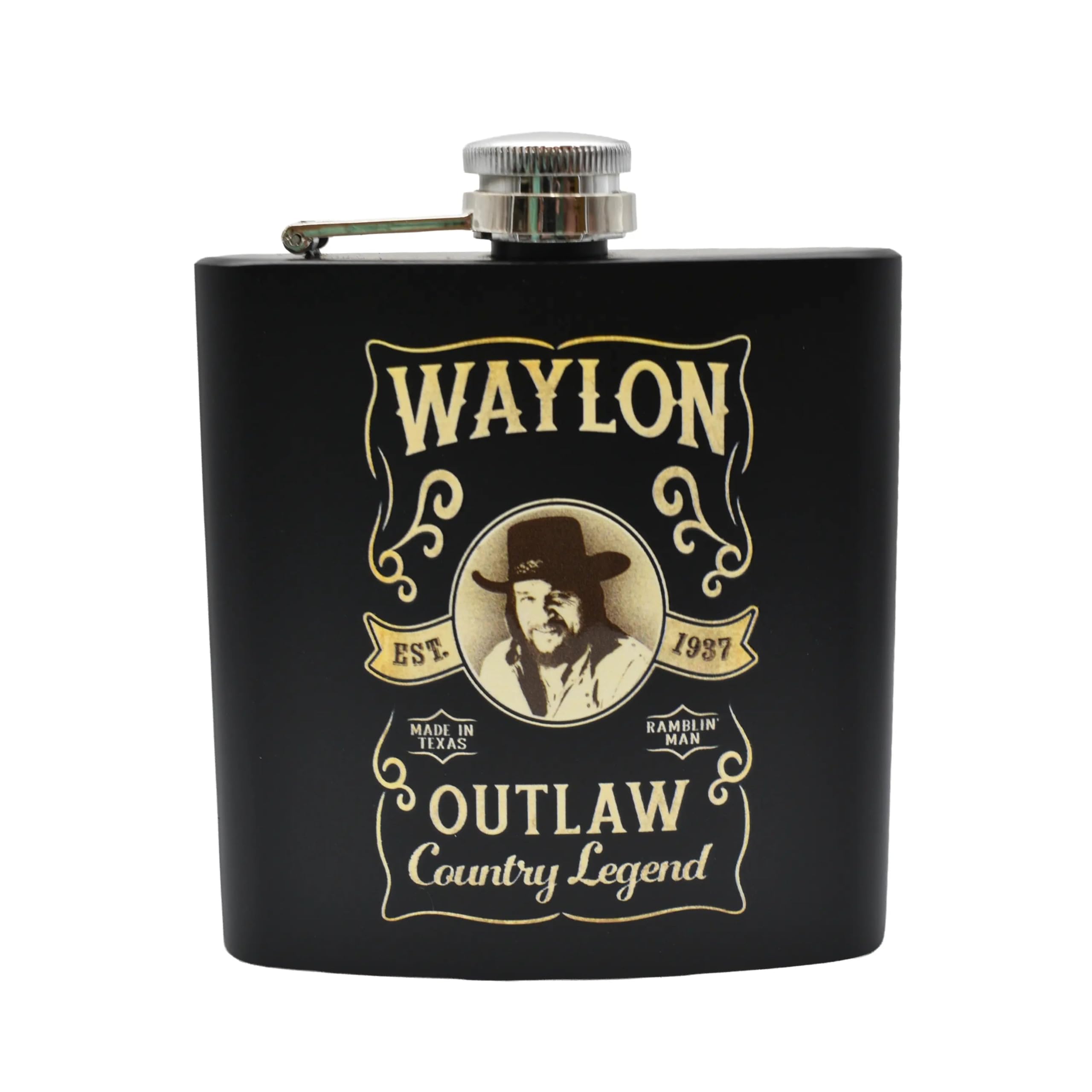 MidSouth Products Waylon Flask, 5 oz Metal Hip Flask Est. 1937 Design