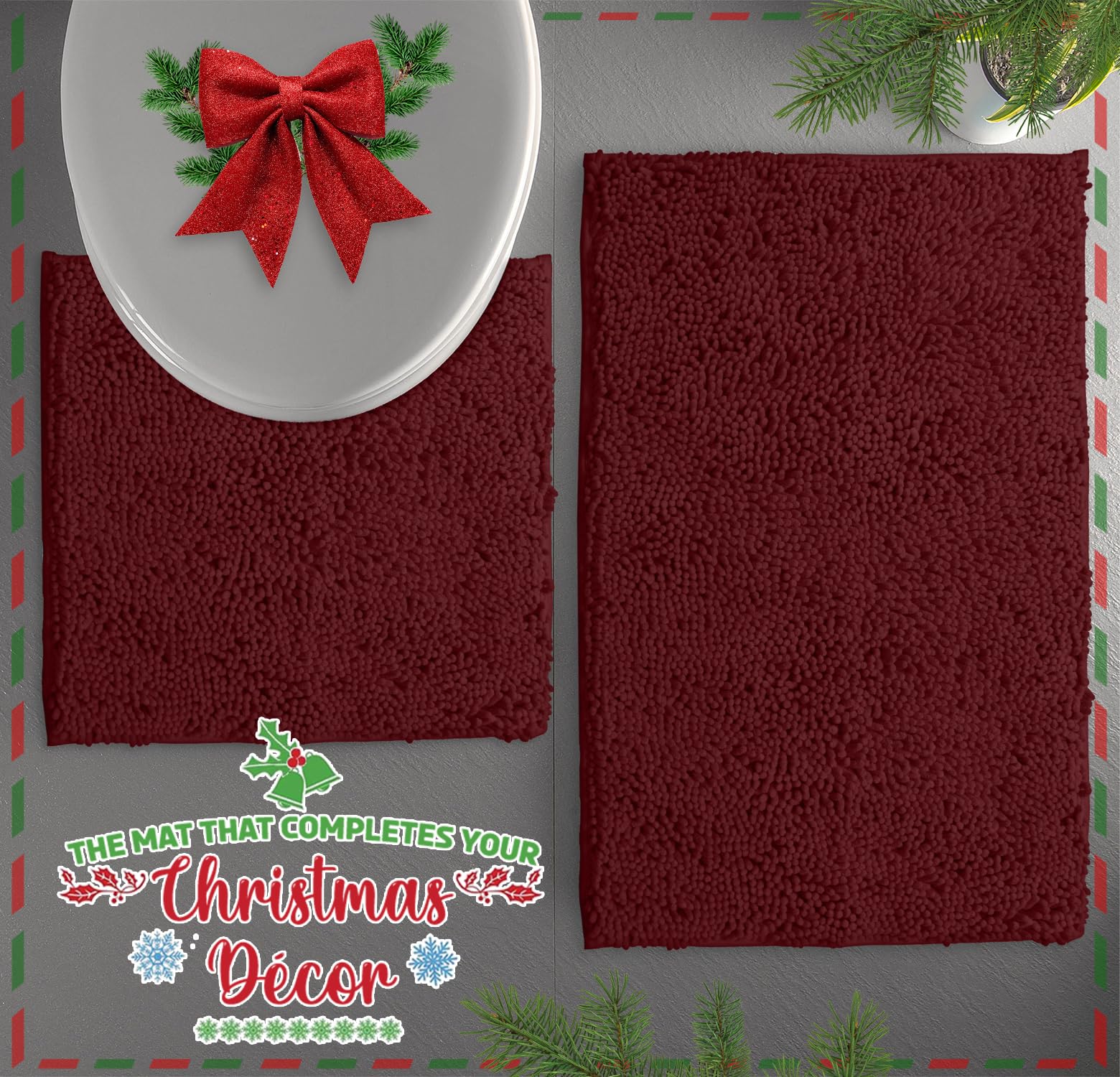 Luxurux Bathroom Rugs Sets 2 Piece: Quick Dry, Soft Plush Anti-Slip, Super Absorbent. Includes Rectangular (31X20 Inches) & U-Sh