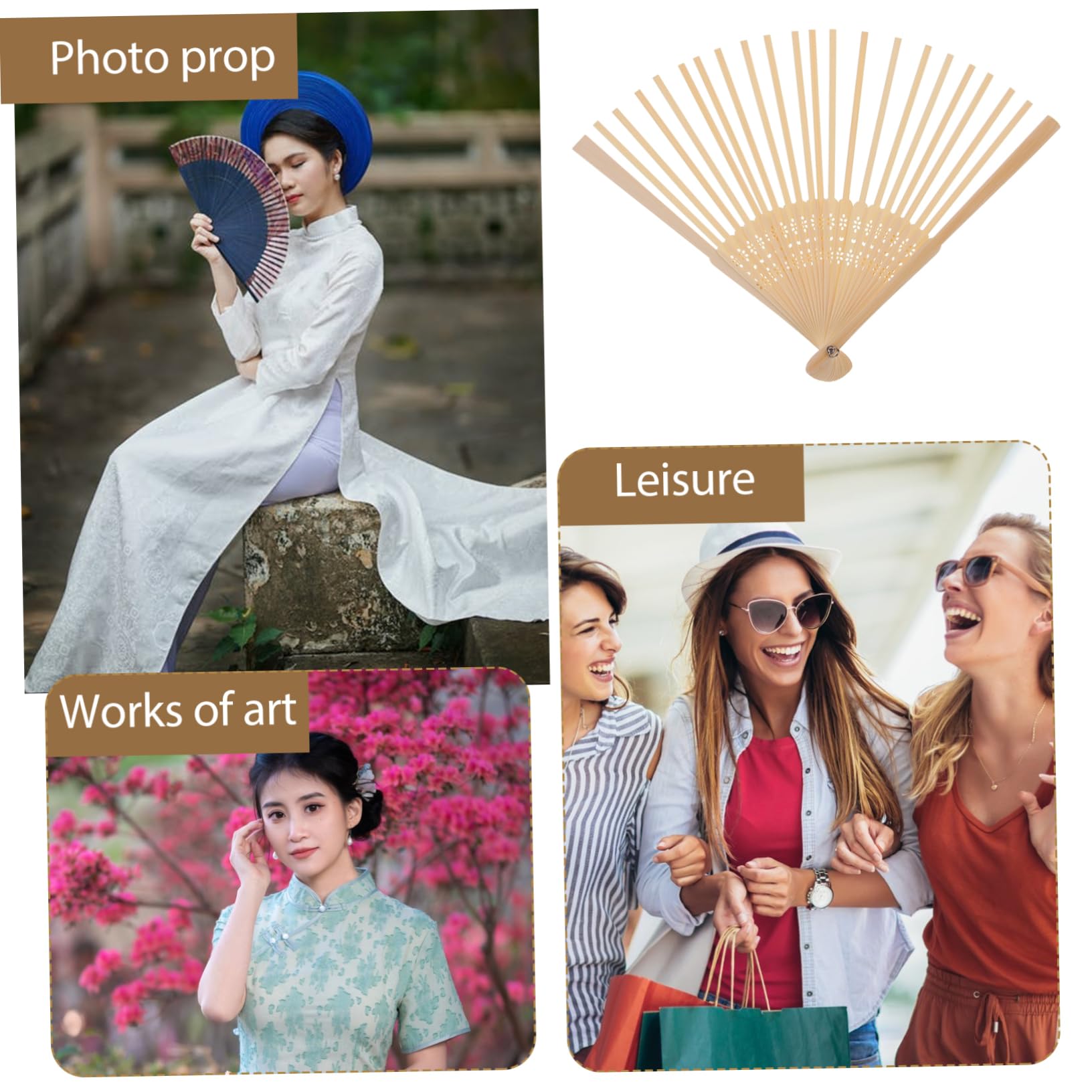 HAPINARY Diy Japanese Style Folding Fan Frame Portable Craft Kit for Handmade Decorative Fans for Weddings Parties and Creative