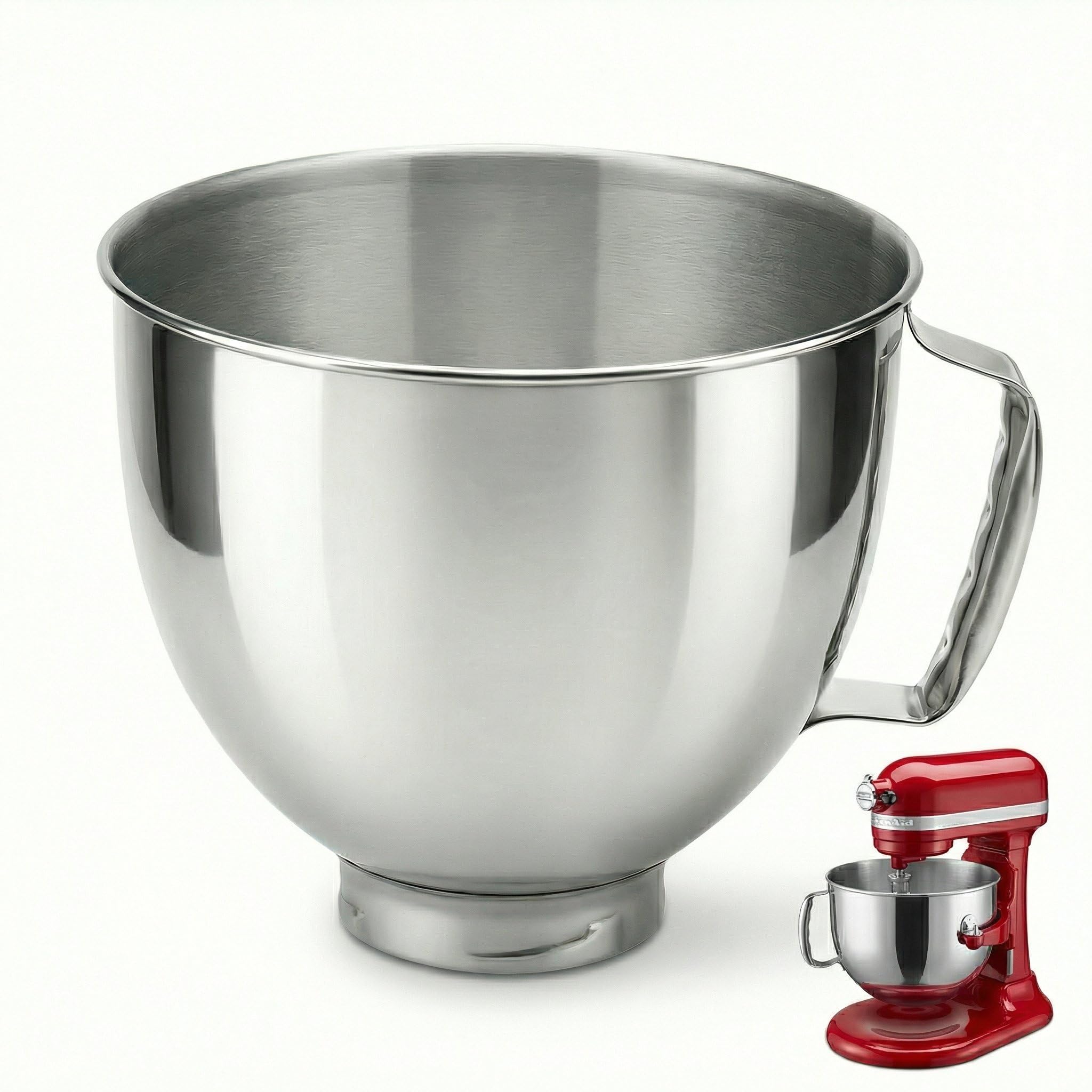 Replizo 5 QT Stainless Steel Mixer Bowl for 4.55QT TiltHead Stand Mixers, Fits for K45 KSM75 KSM90 KSM100 KSM150 (Lightweight)