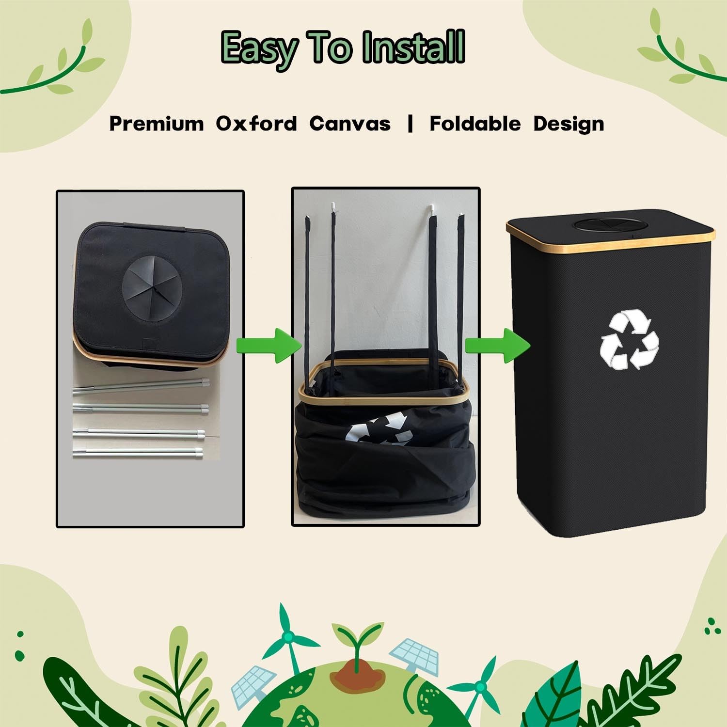Pakusane Recycling Bin For Kitchen Indoor Home, Large 26 Gallon 100L Recycle Bin With Lid Removeable Reusable Inner Bag Bottle C