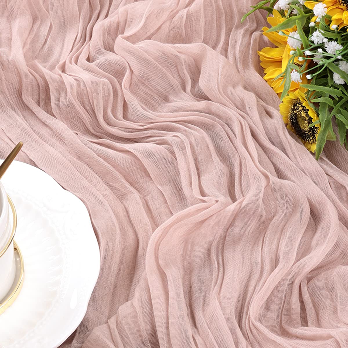 Socomi Cheesecloth Table Runner 10Ft Gauze Boho Rustic Dusty Pink Chee ...