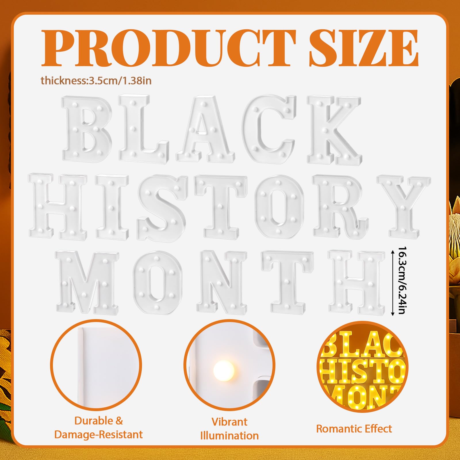 Honoson 17 Pcs Black History Month Decorations LED Letter Light Sign Cultural Theme Neon Event Signs Table Decor for African Ame
