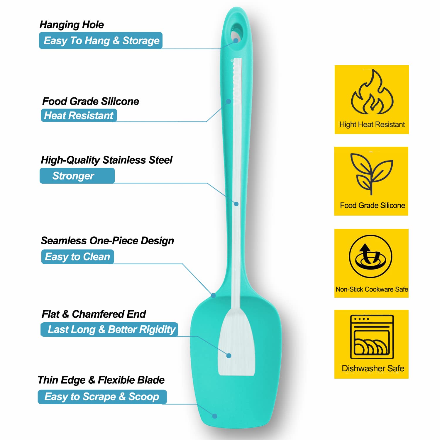 Silicone Spatula Set, High Heat Resistan Rubber Spoon Spatula, Non-Stick Spoonula With Seamless One Piece Design, Flexible Scrap