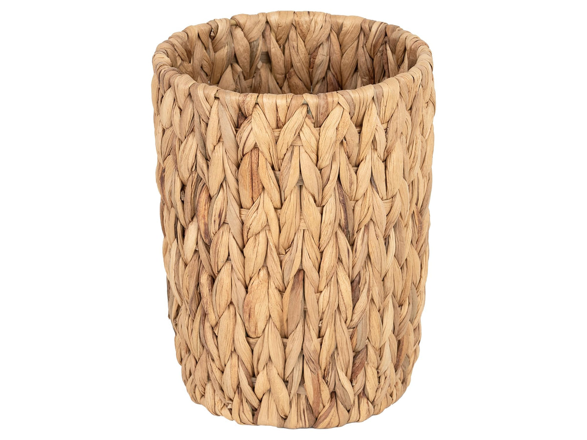 Storageworks Wicker Waste Basket, Small Trash Can, Wicker Trash Basket With Handwoven Water Hyacinth, Wicker Garbage Can For Bed
