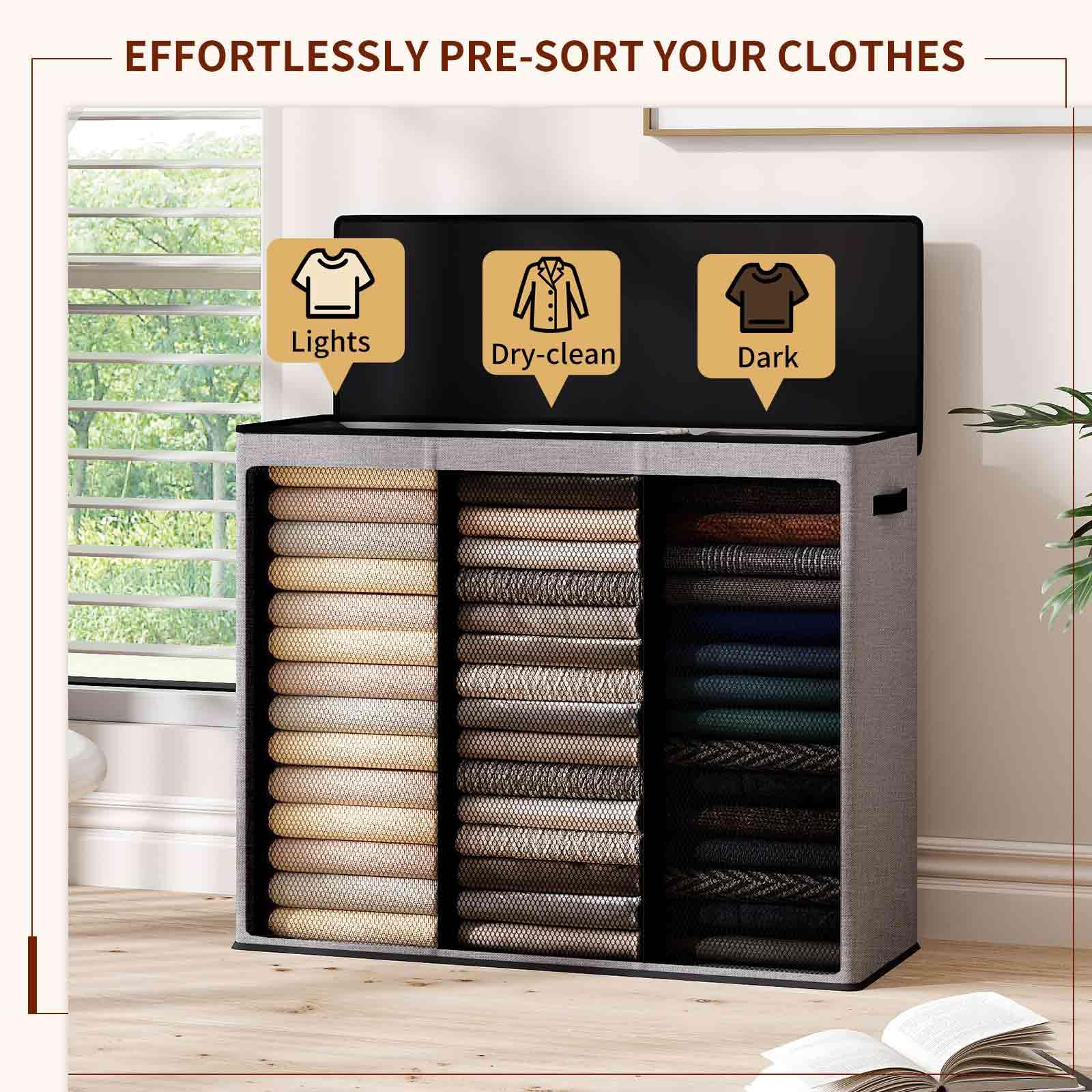 Relefree Laundry Hamper 3 Section,180L Large Laundry Basket For Laundry Sorting,Clothes Hamper With 3 Removable Bags,Laundry Ham