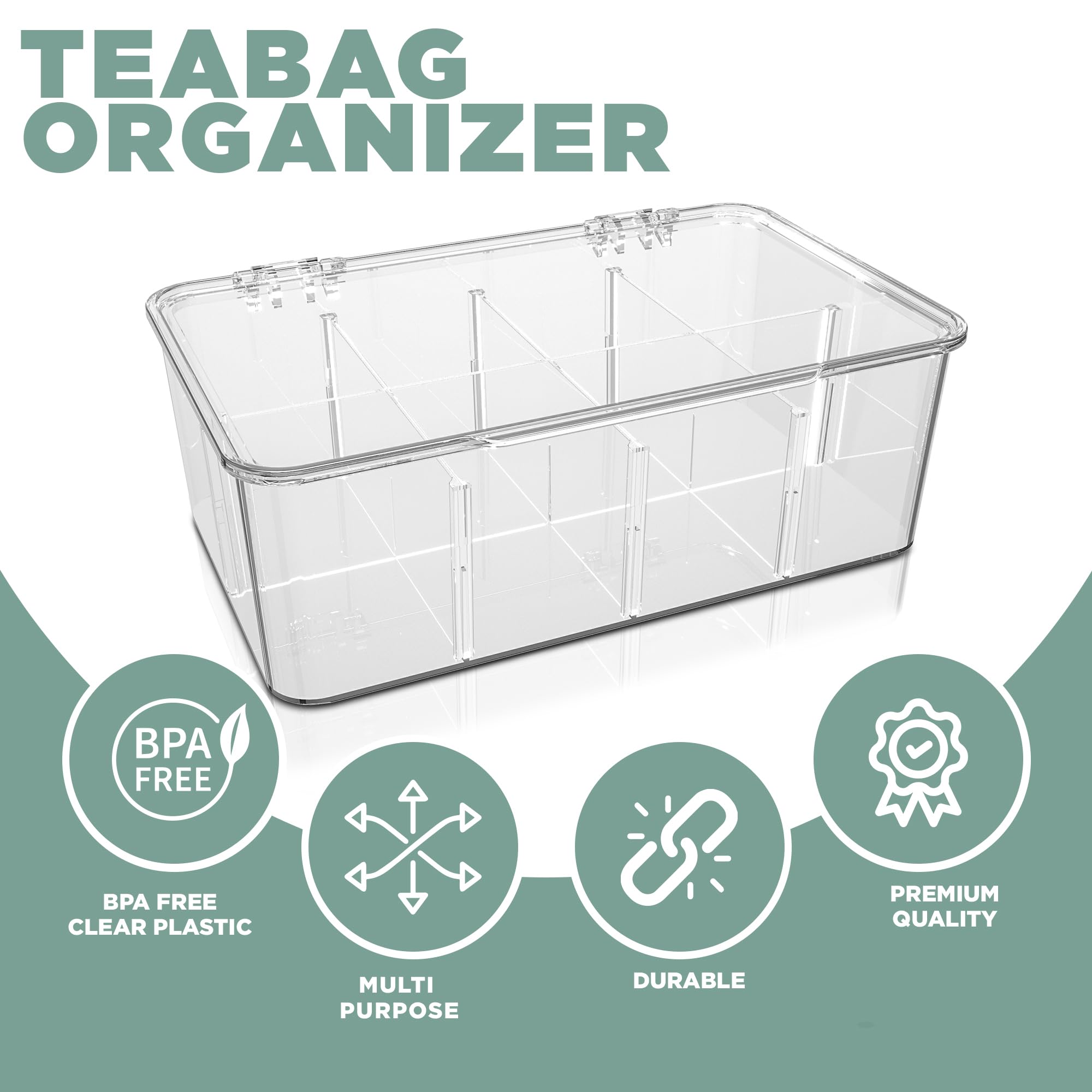 Utopia Home 3 Pack Tea Bag Organizer - Stackable Tea Bag Storage Organizer With Lid - Tea Bag Holder For Kitchen Organizers And