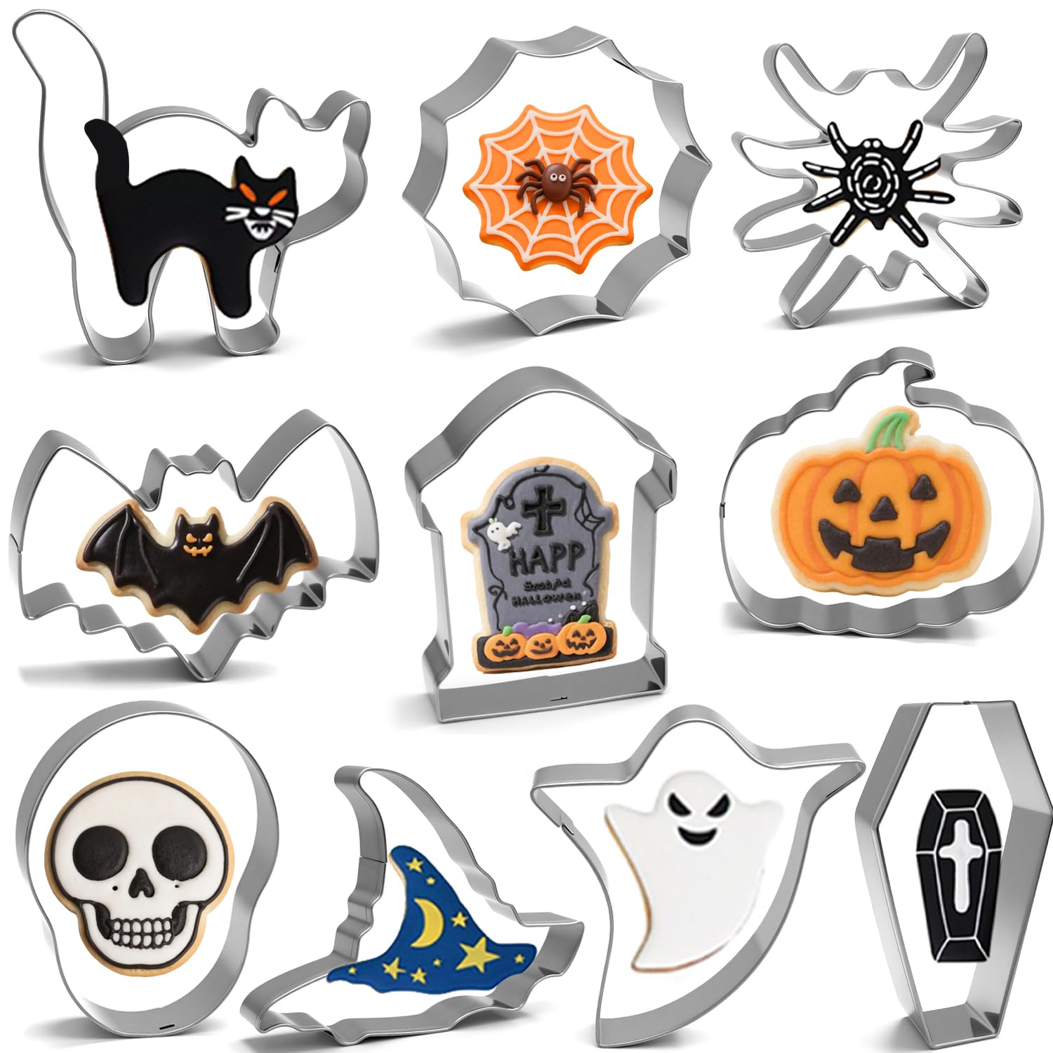 YomiFamily Halloween Cookie Cutters Variety Pack, Set of 10