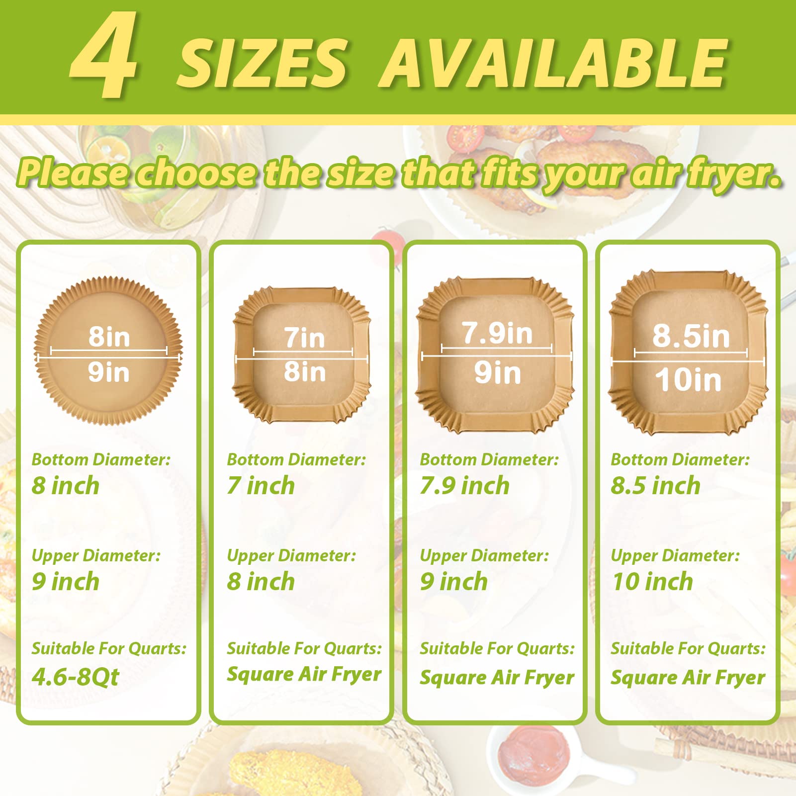 Air Fryer Disposable Paper Liner Square For Cosori Air Fryer 6Qt, Ninja Af141, 150Pcs 9 Inch Large Air Fryer Paper Liner For 5-8
