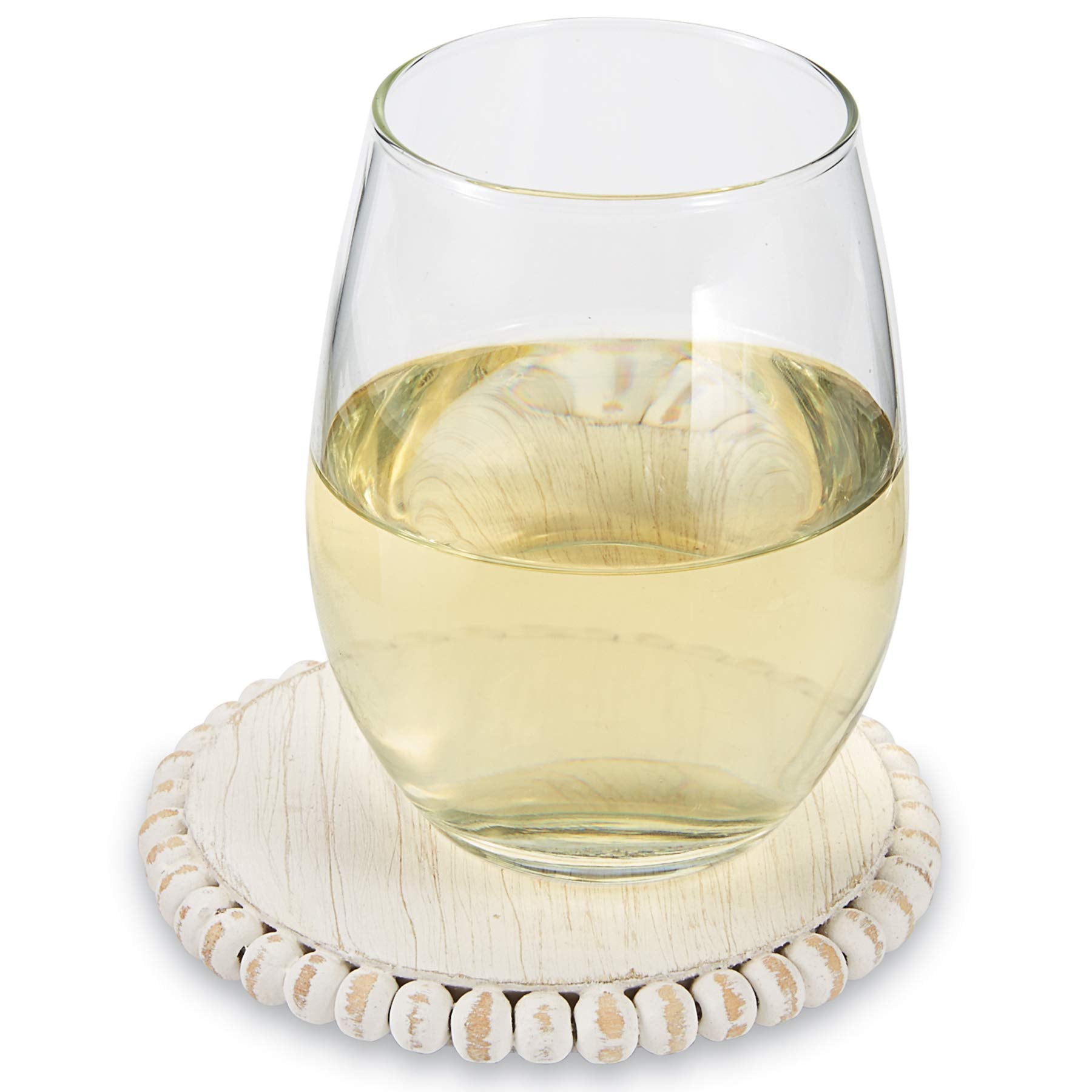 Mud Pie White Beaded Coaster Sets, 4 3/4'''' Dia (42500044W)