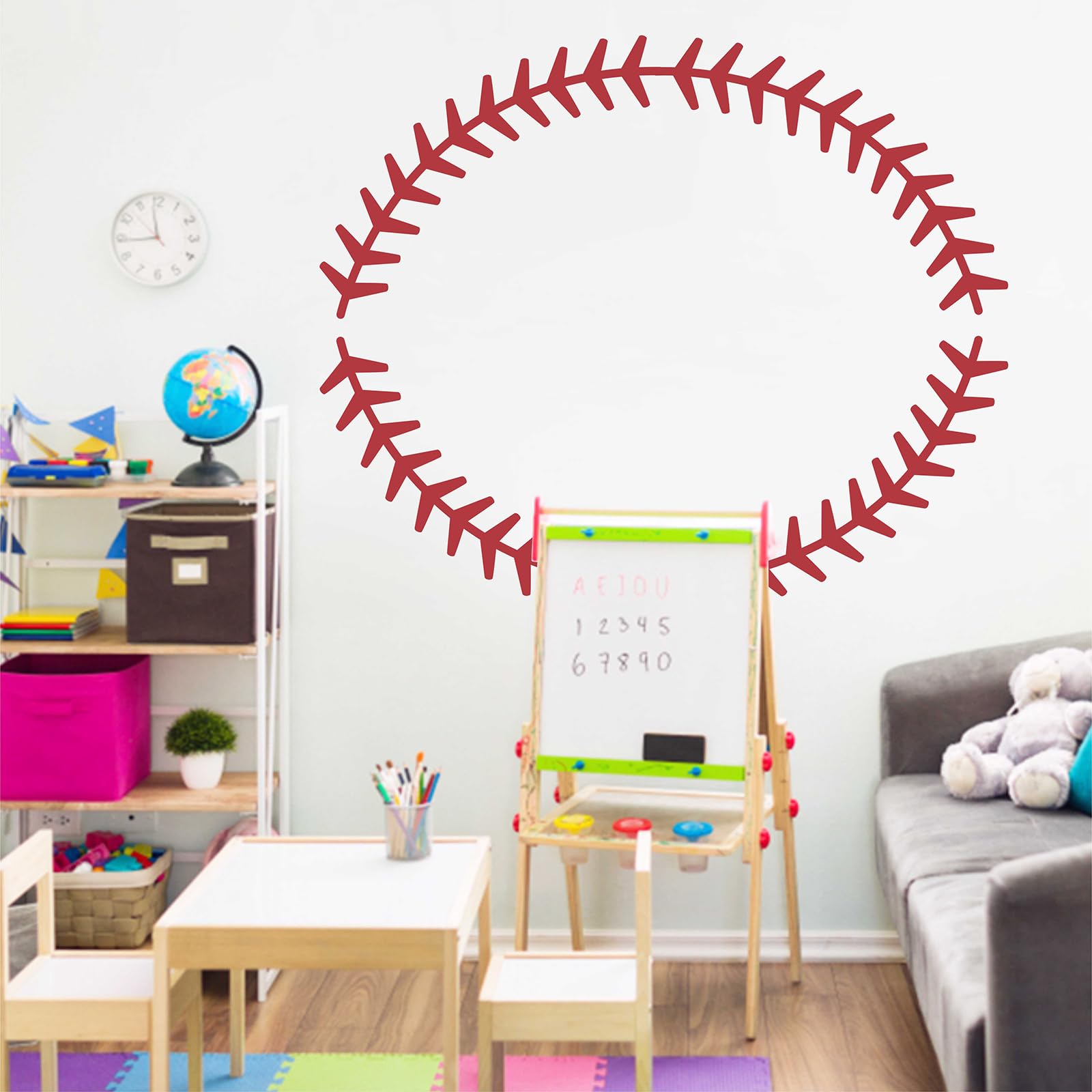 Extra Large Baseball Wall Decal Vinyl Baseball Stitches Wall Stickers Giant Baseball Lace Graphic Wall Decals Sport Art Mural Wa