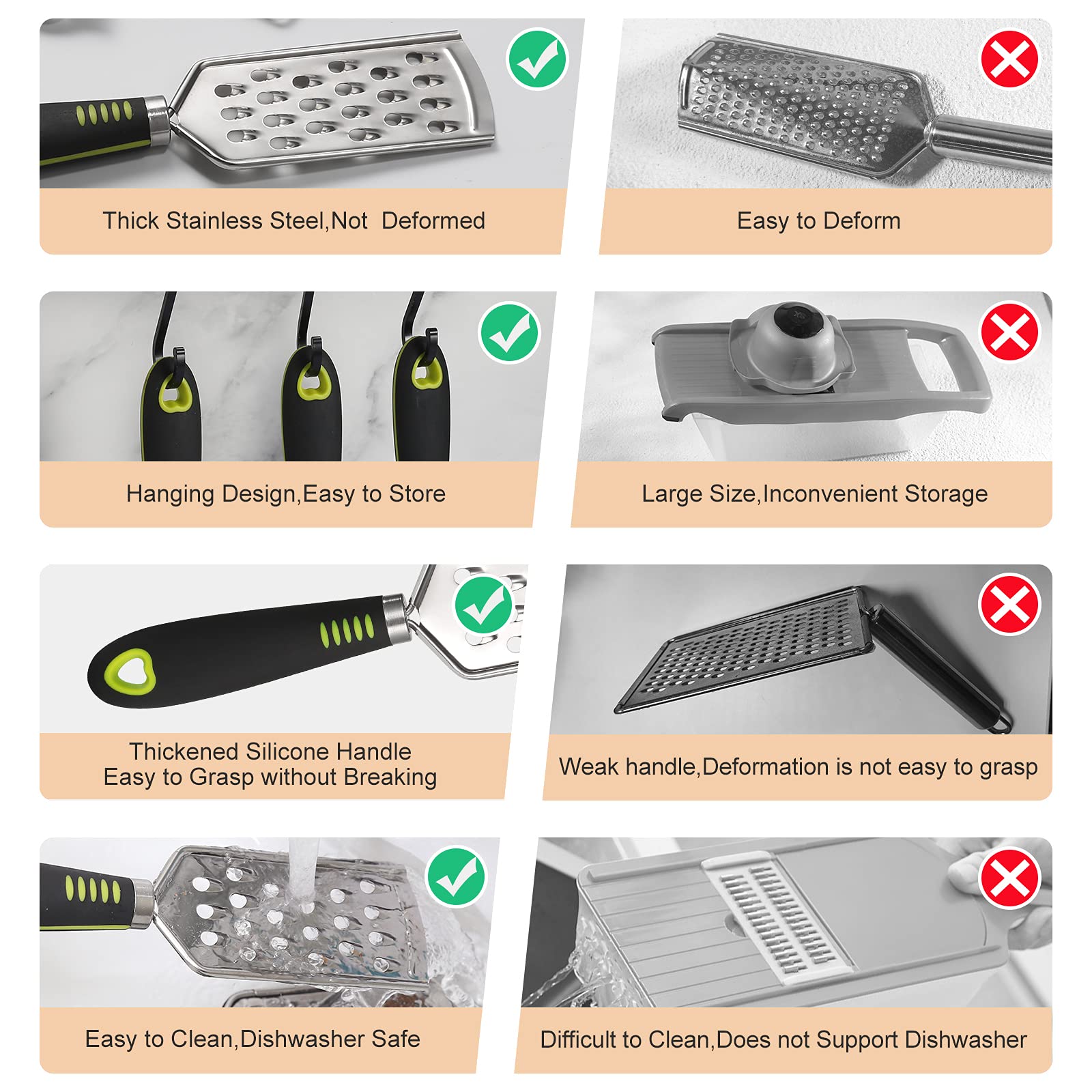 SUTINE Cheese Grater Set Lemon Zest Grater  Stainless Steel Kitchen Grater for Parmesan Cheese  Ginger  Garlic  Nutmeg  Fruits  Vegetables  Dishwasher Safe  Set of 5