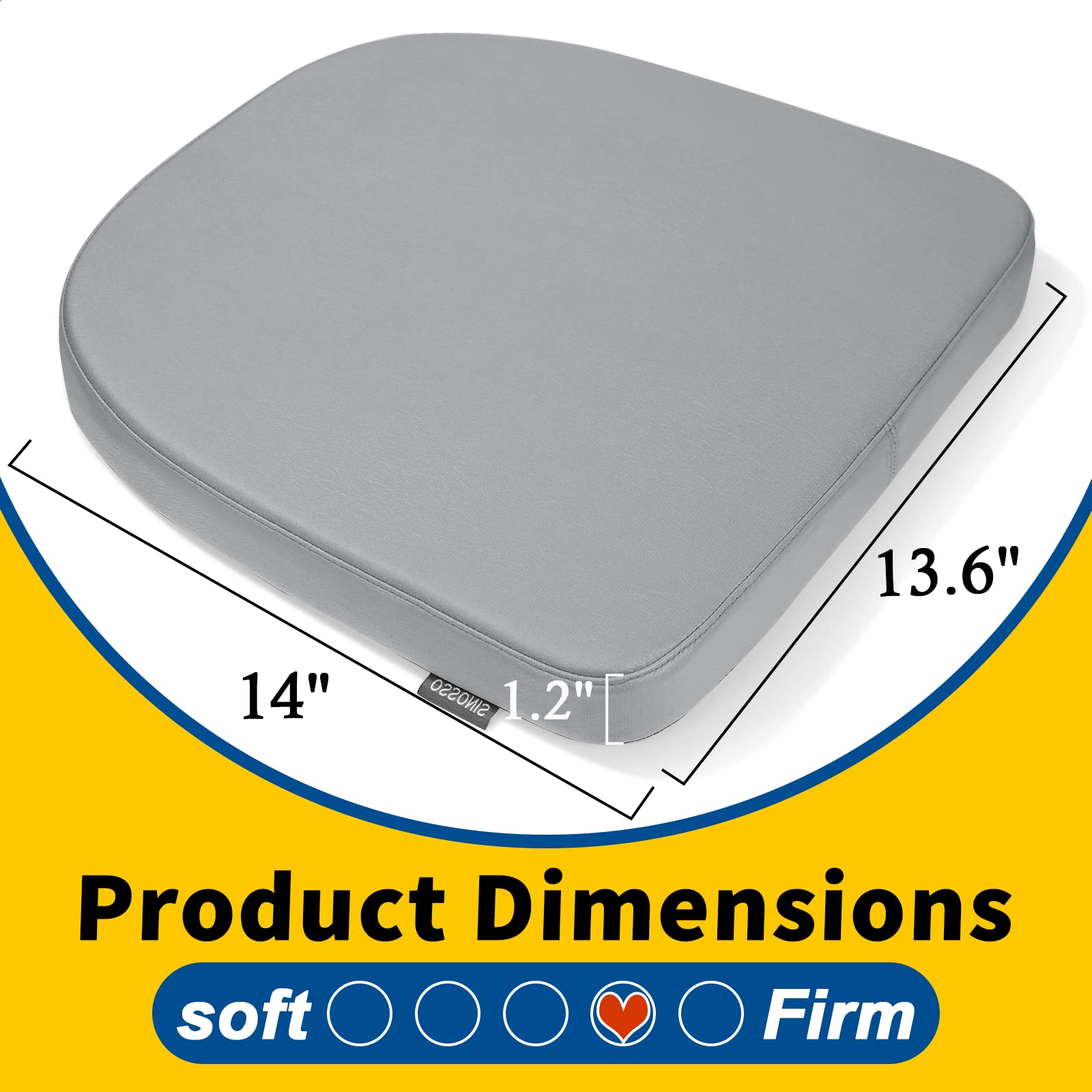 Sinosso Modern Faux Leather 14'' Metal Chair Cushions Set Of 4, Leathaire Magnetic Chair Pads For Dining Kitchen Cafe Bistro Sta