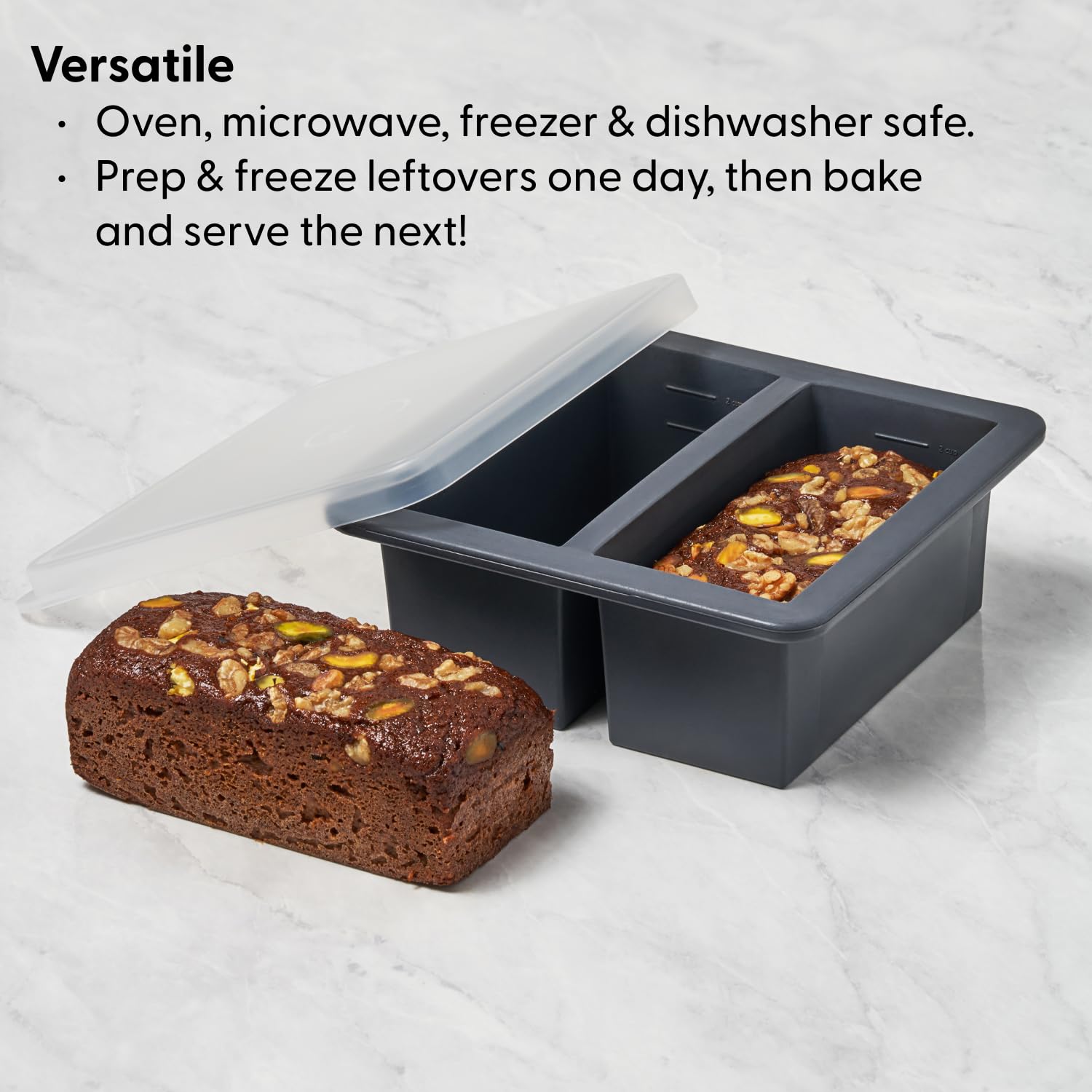 W&P Cup Cubes Silicone Freezer Tray With Lid, Charcoal, Makes 2 Perfect 2-Cup Portions, Freeze & Store Soup, Broth, Sauce, Lefto