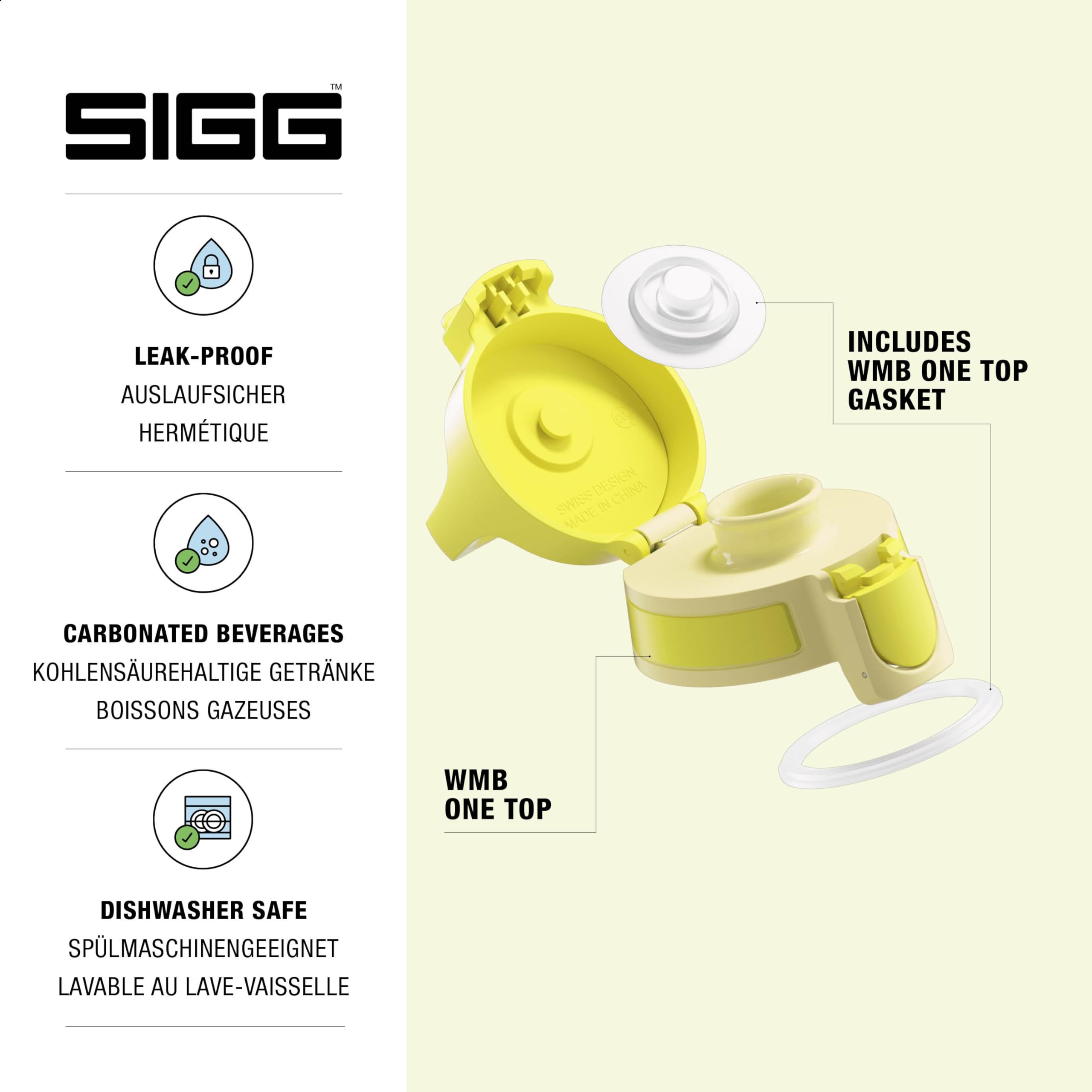 SIGG WMB ONE Top Anthracite Closure (One Size)  Replacement Spare Part for SIGG Drinking Bottle Yellow