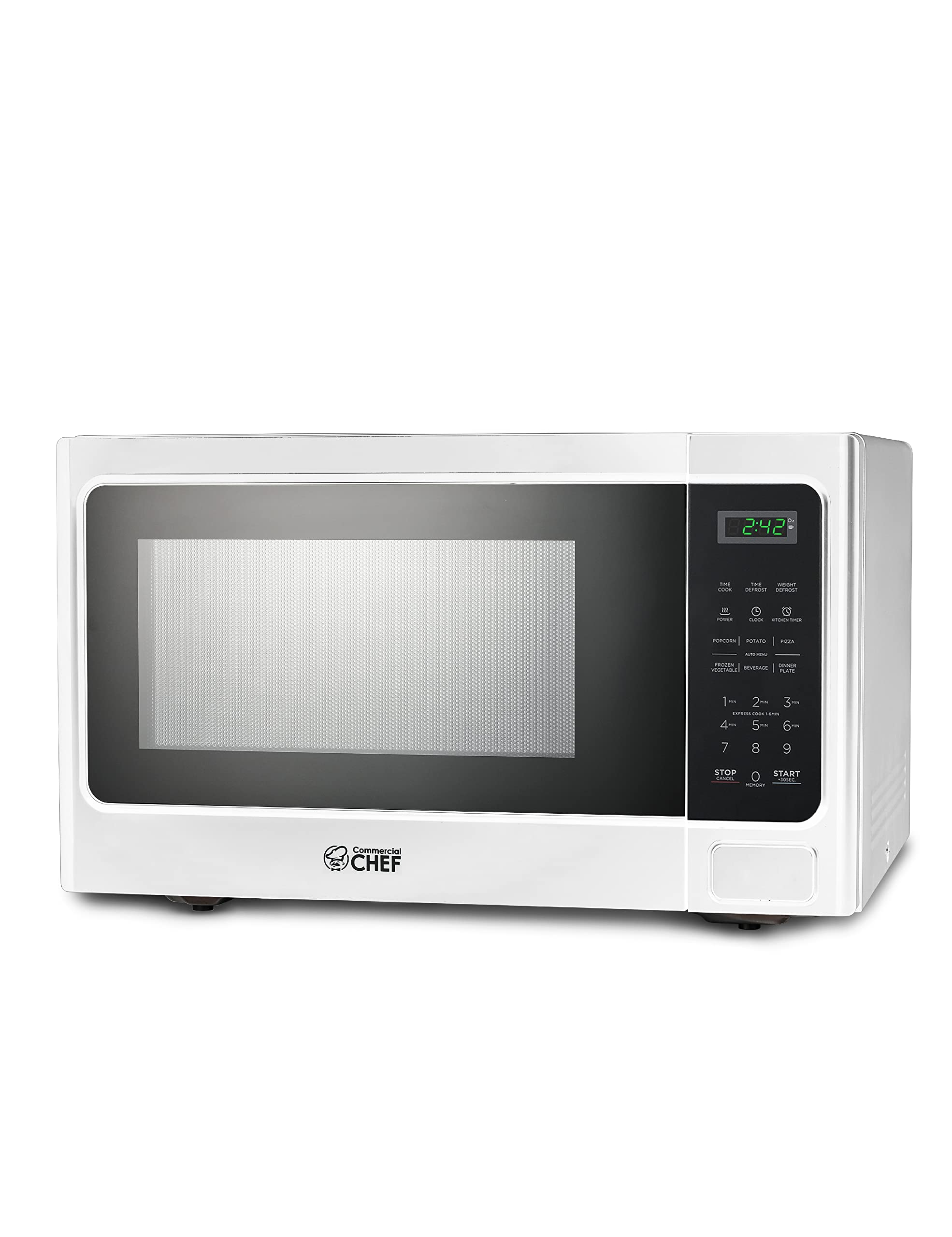 Commercial Chef Small Microwave 1.3 Cu. Ft. Countertop Microwave With Digital Display, White Microwave & 10 Power Levels, Outsta
