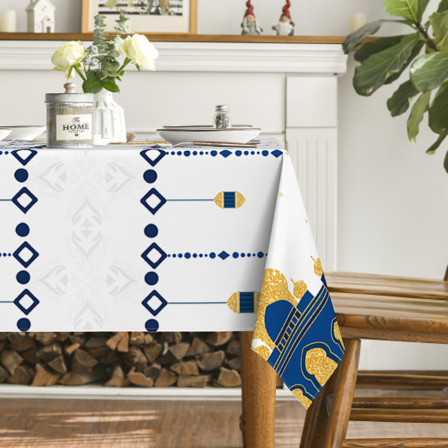 Horaldaily Ramadan Square Tablecloth 60  60 Inch, Eid Al Fitr Mubarak Washable Table Cover For Party Picnic Dinner Decor