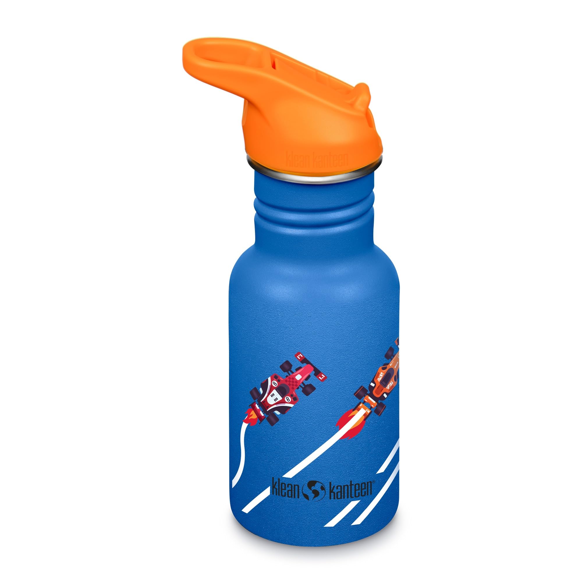 Klean Kanteen 12oz Kids Classic Water Bottle with Flip Seal Sport Cap and Straw  Race Cars