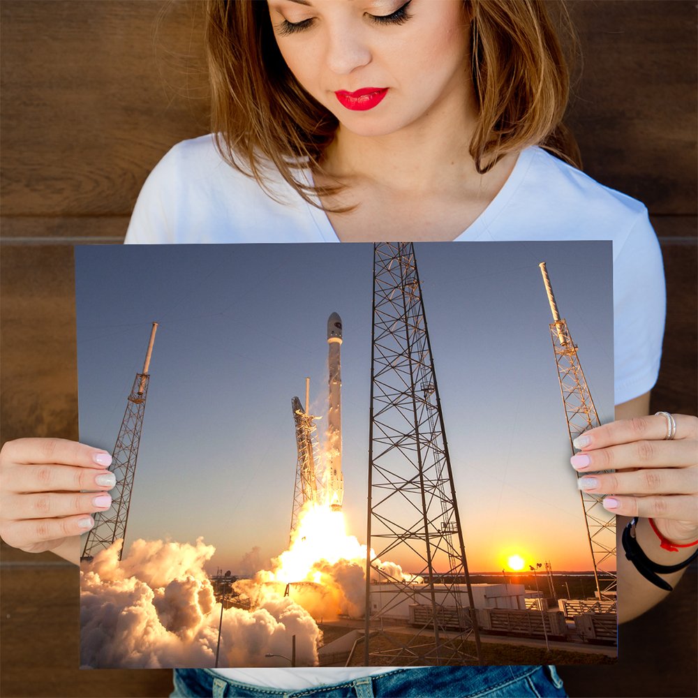 Astronomy Poster - Spacex Rocket Launch - 11X14 Unframed Art Print - Vintage Posters For Dark Academia, Space Poster For Astrono