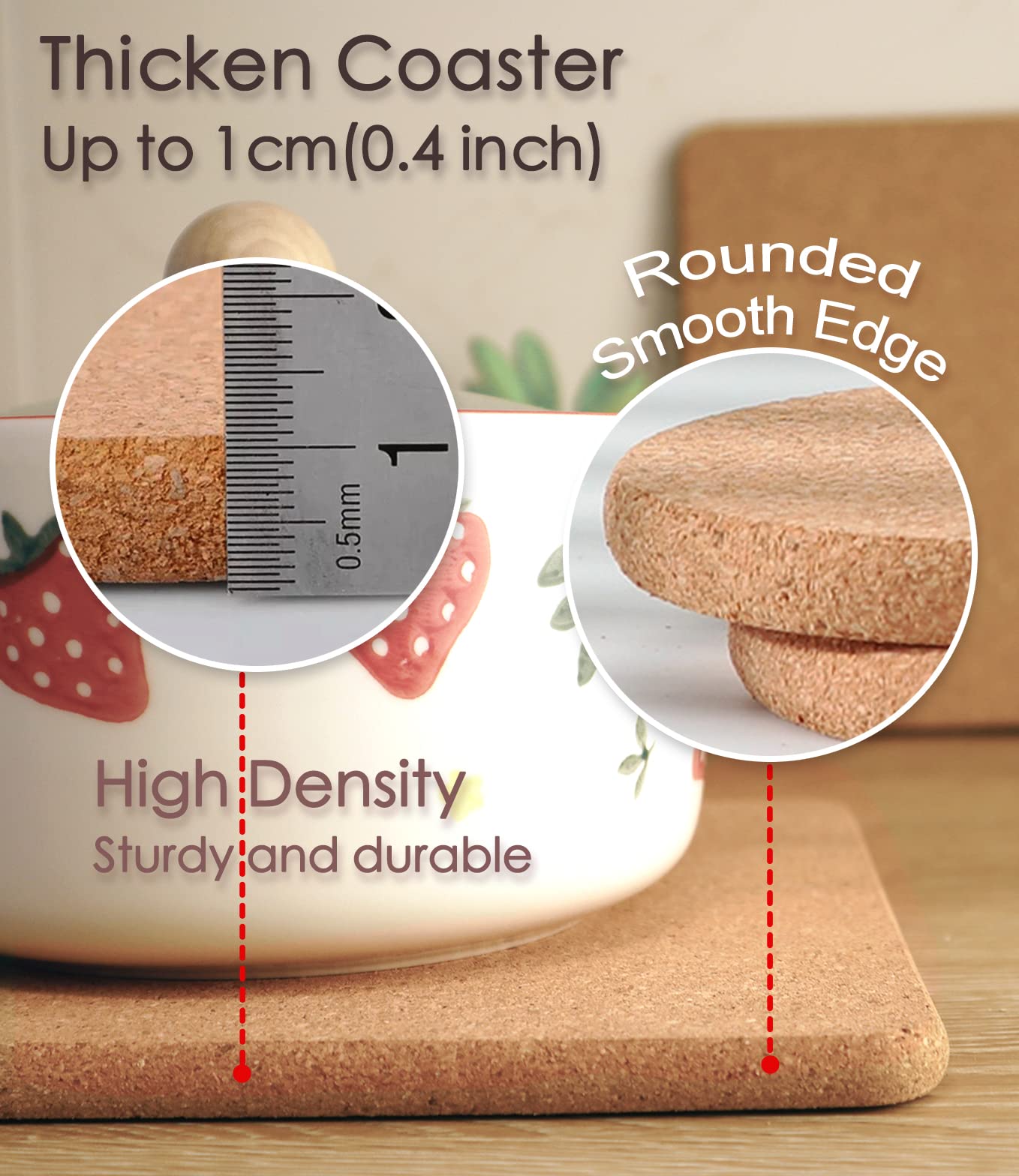 Kitlab Cork Trivet, High Density Fine Particle Thick Cork Trivets For Hot Dishes, 8 Inch Heat Resistant Cork Coaster, Cork Place