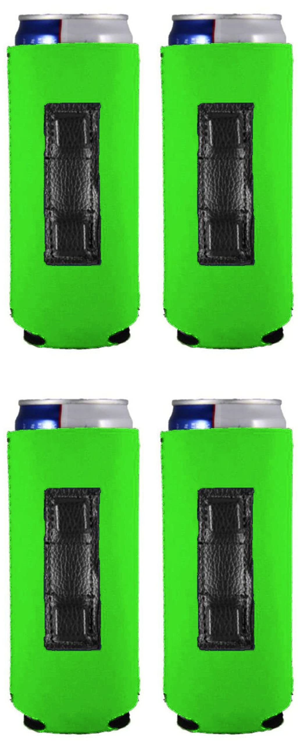 Blank Magnetic Slim Can Coolie (Bright Green, 4 Pack)