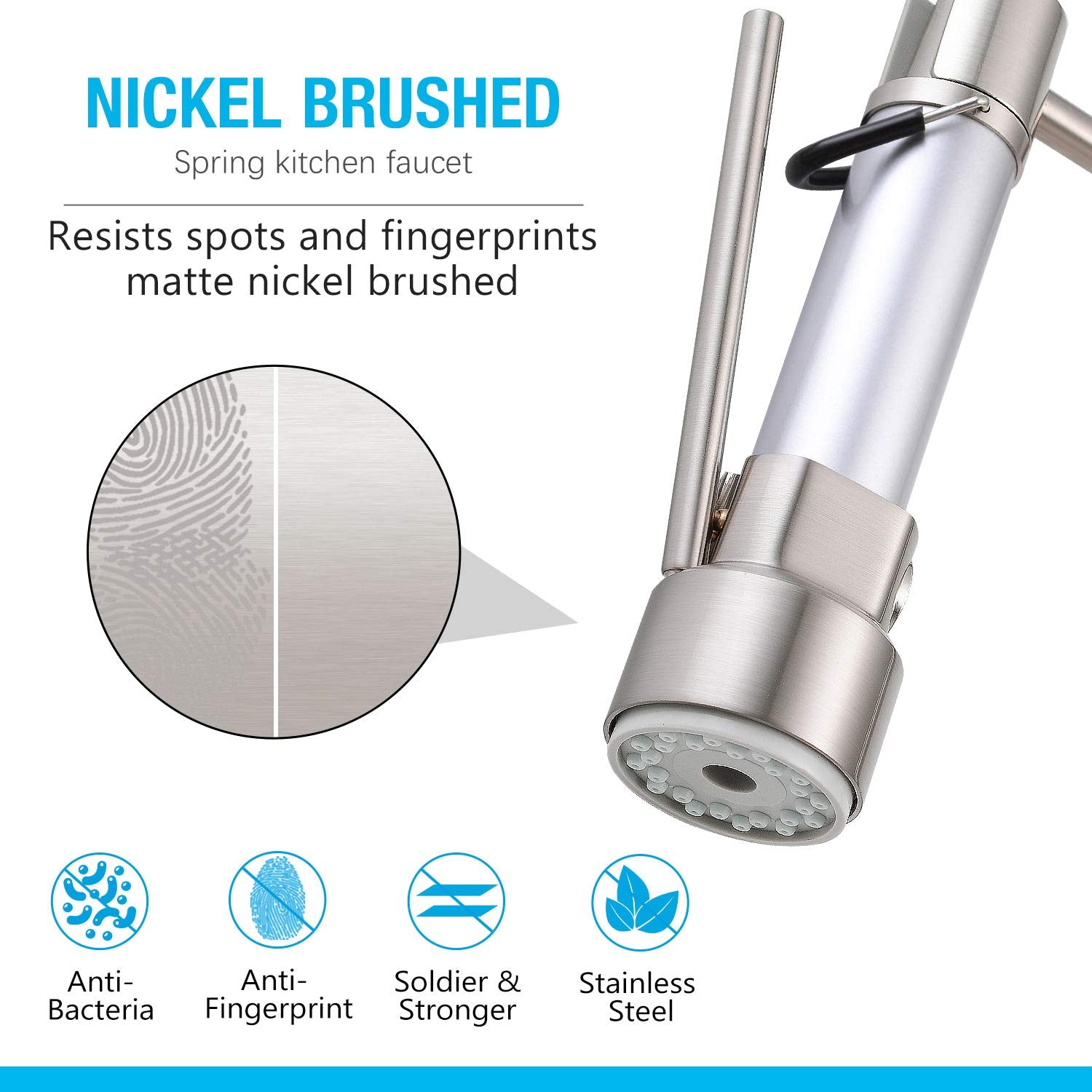 Djs Kitchen Faucet With Pull Down Sprayer, Faucet For Kitchen Sink, High Arch Stainless Steel Single Handle Spring Kitchen Fauce
