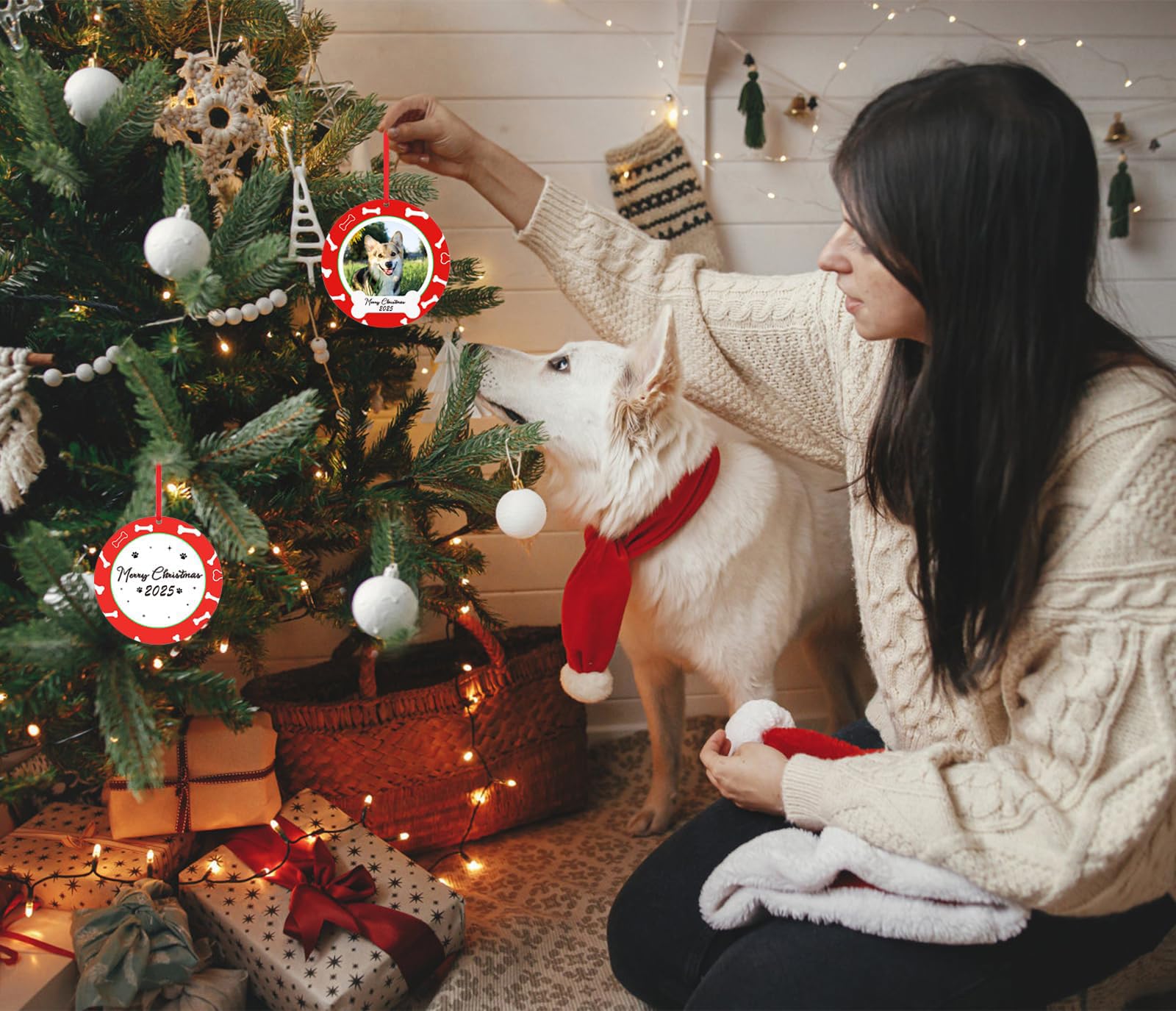 PETCEE Dog Picture Frame Ornaments 2025 - Dog Ornaments for Christmas Tree Decorations Personalized Dogs Christmas Picture Frame