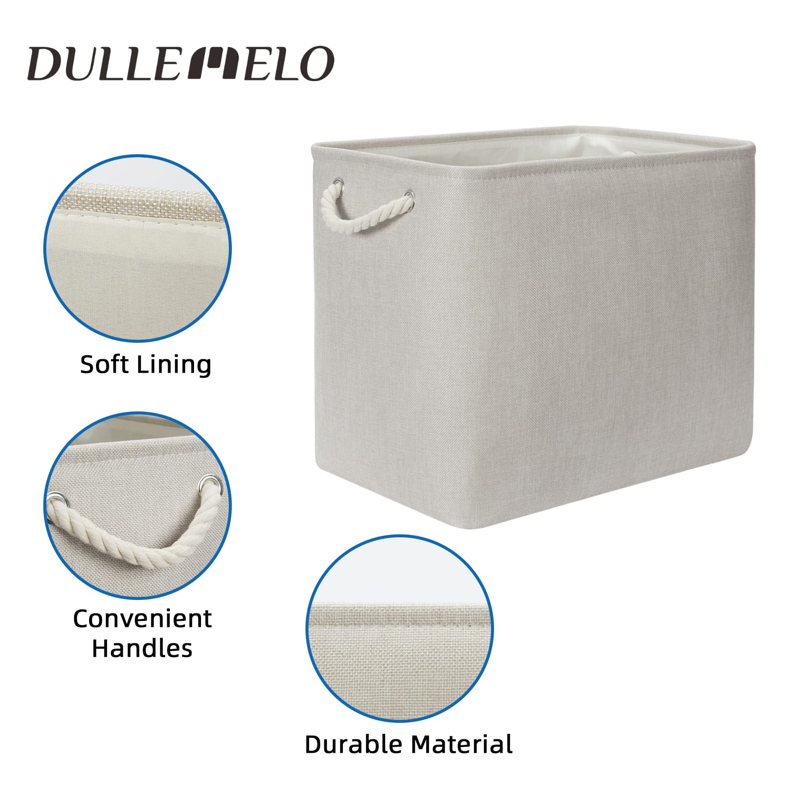 DULLEMELO 2-Pack Large Storage Baskets for Organizing Canvas Fabric Storage Basket Bins With Rope Handles for Shelf Clothes Empty Gift Basket (Beige)