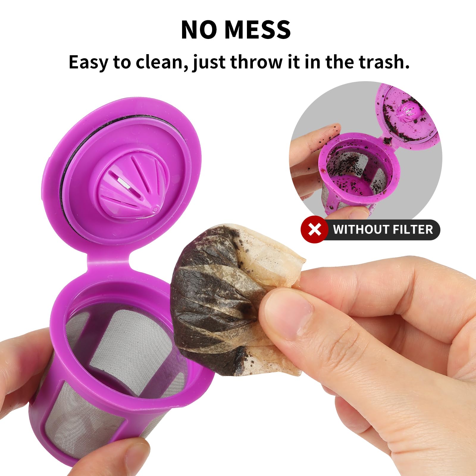 100 Count Fanativita K Cup Filters Disposable With Genius Lid Design, Fit All Reusable K Cups For Keurig (Unbleached)
