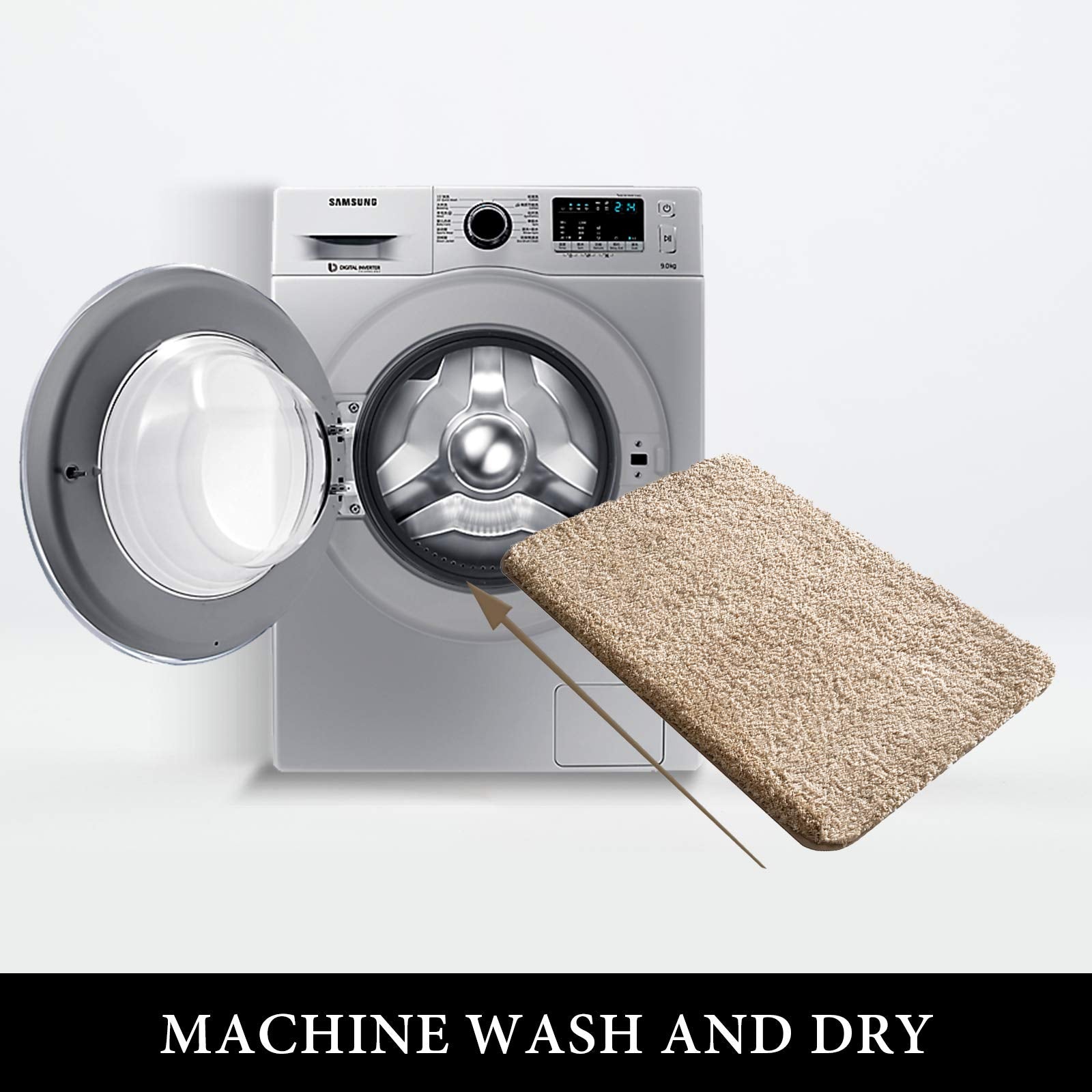 Miulee Set Of 2 Non Slip Shaggy Bathroom Rugs Extra Thick Soft Bath Mats Plush Microfiber Absorbent Water For Tub Shower Machine