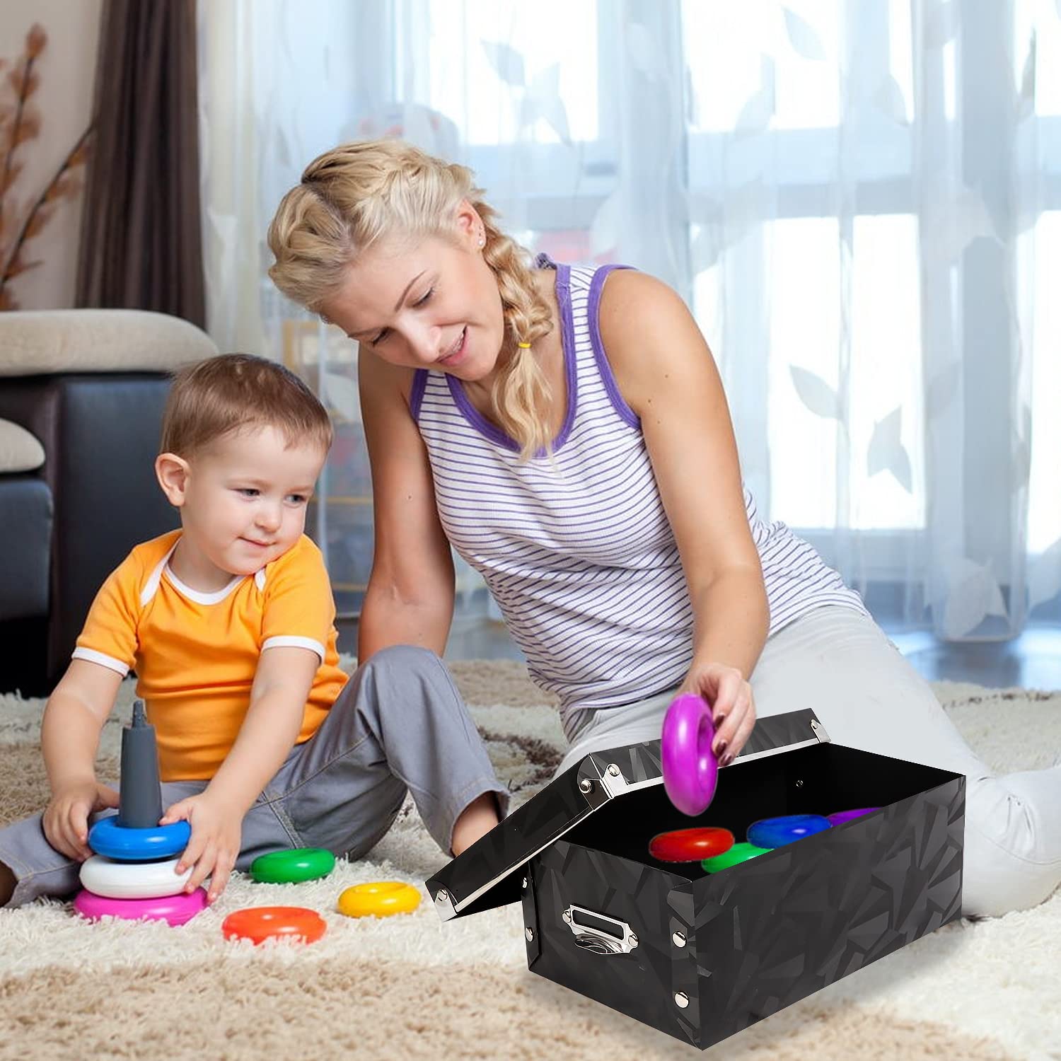 XUCHUN Foldable Storage Boxes with Lids 3 Pack Plastic Collapsible Storage Bins with Handles for Toy Organizer  Clothes  Cosmetic Books