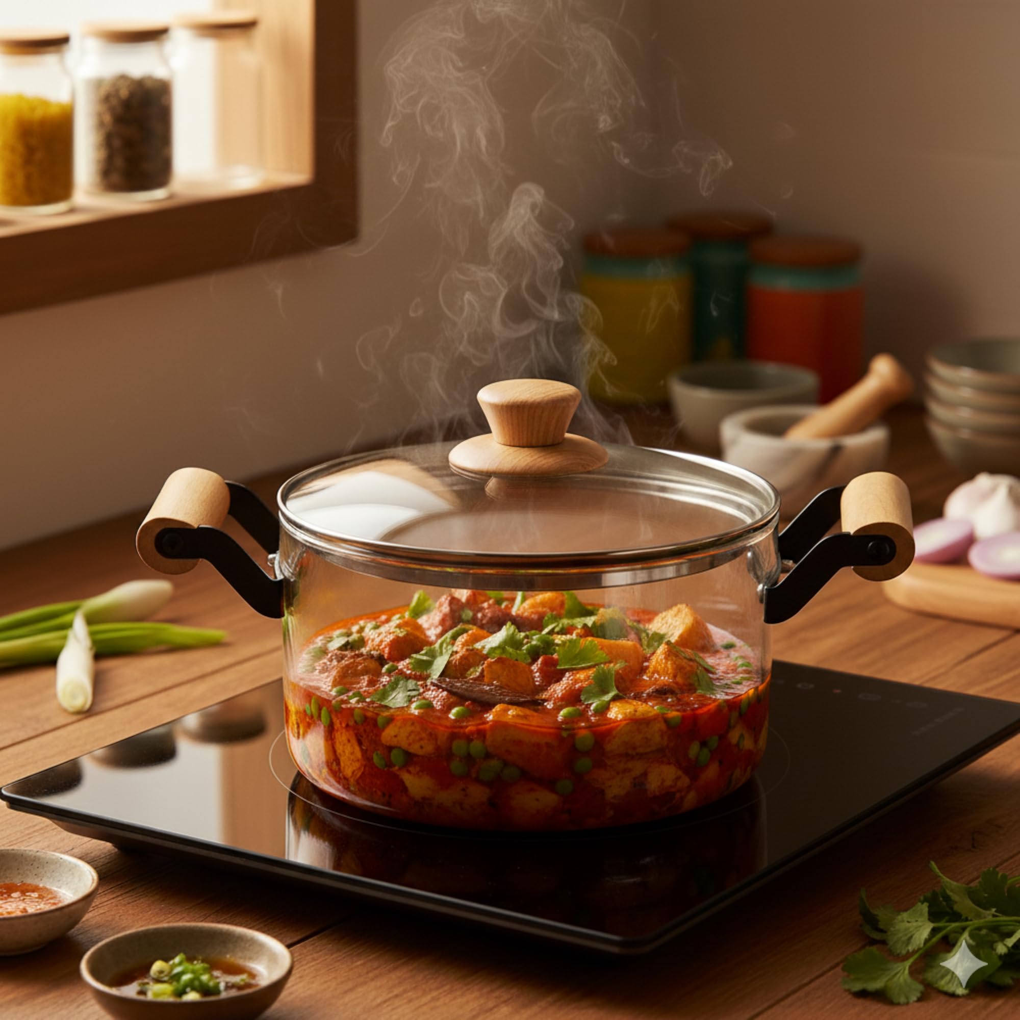 The Better Home Zeno Borosilicate Glass Saucepan With Lid & Handle For Gas Stove | Non Induction Cookware | Microwave Safe | Coo