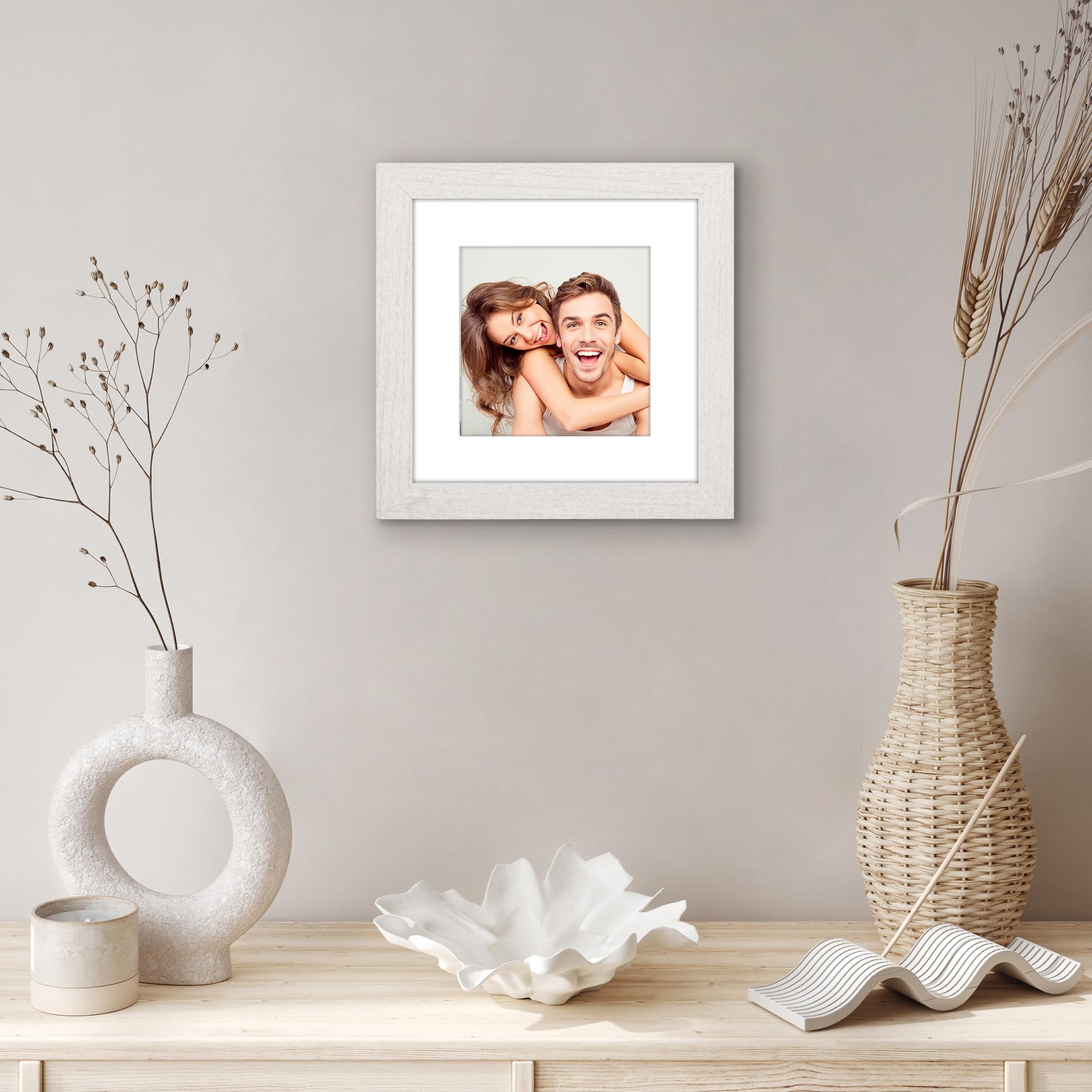 Americanflat 9x9 Picture Frame with Shatter-Resistant Glass - Use as 6x6 Frame with Mat or Display 9x9 Photo Without Mat - Hudso