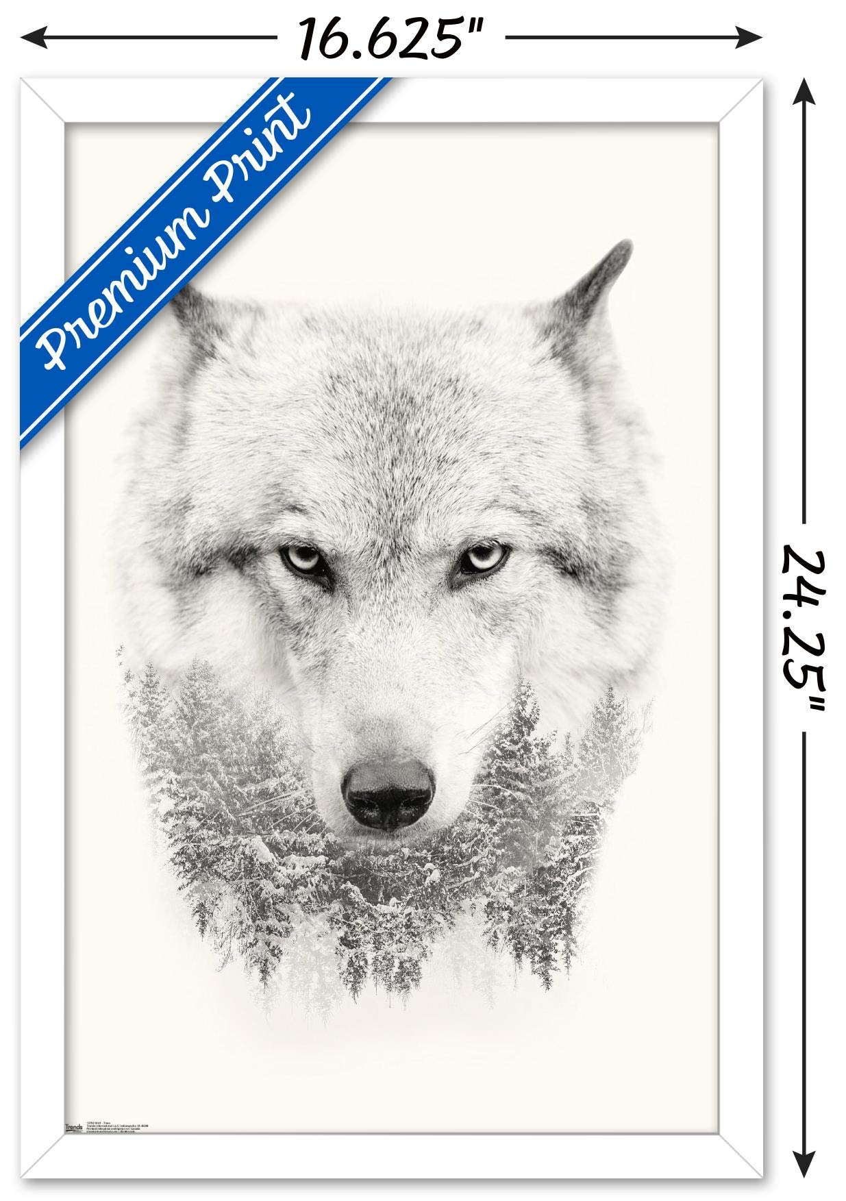 Trends International Wolf - Trees Wall Poster, 14.725'' X 22.375'', White Framed Version