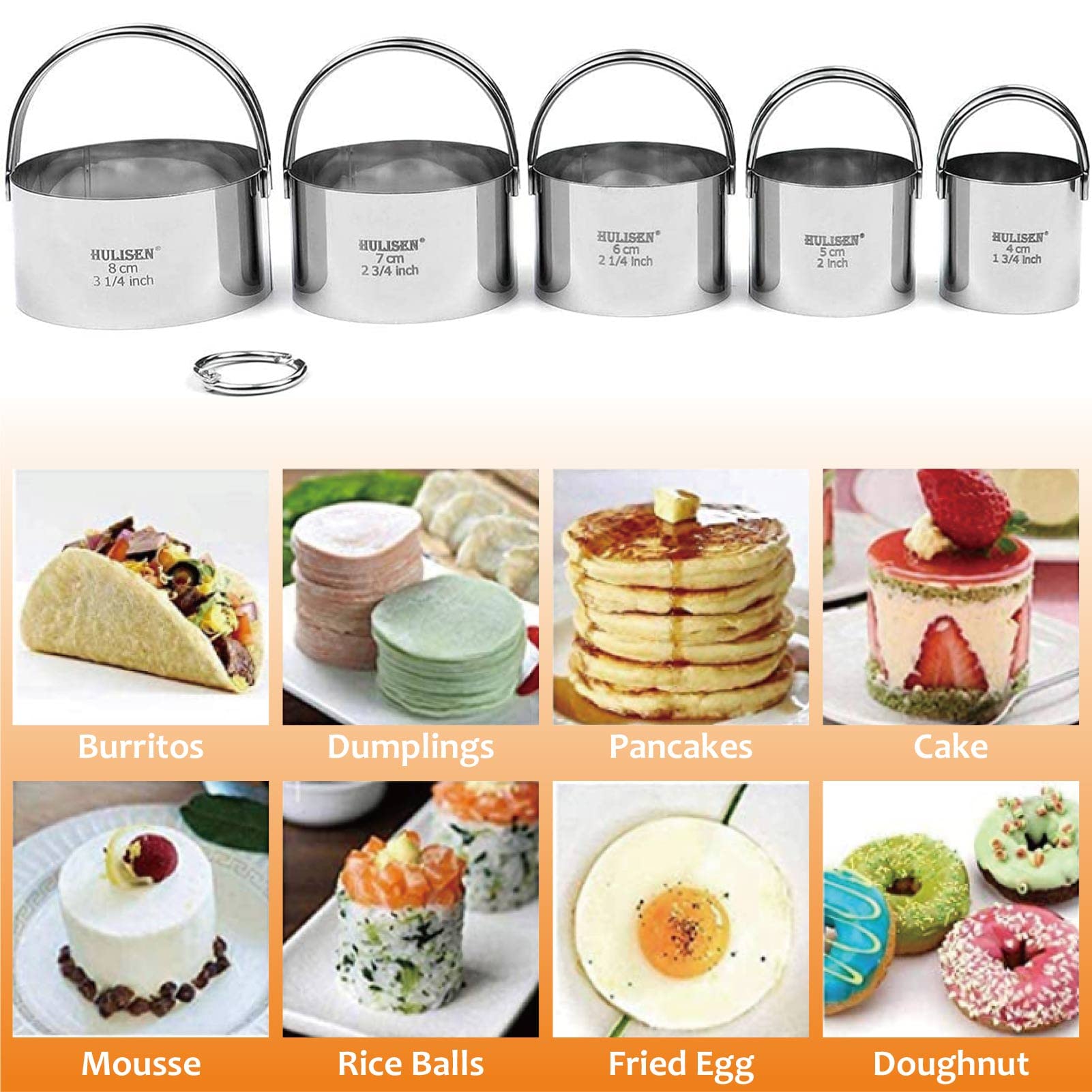 HULISEN Stainless Steel Biscuit Cutter Set, Flour Duster, Pastry Scraper and Dough Blender, Sturdy & Long-Lasting with Ergonomic
