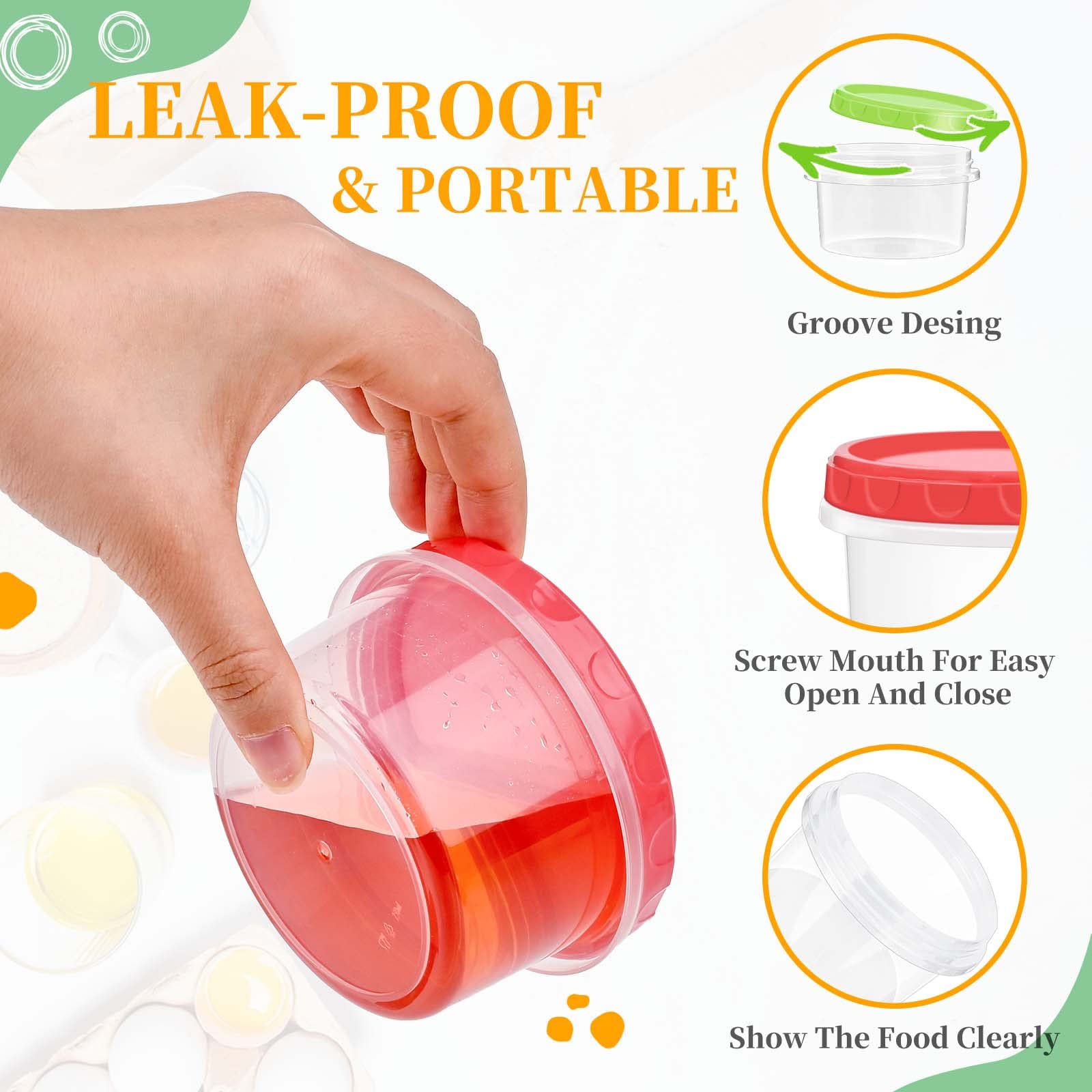 Toflen Reusable Small Freezer Containers 8 Oz Plastic Food Storage Containers With Screw On Lids, Leakproof & Airtight, Freezer