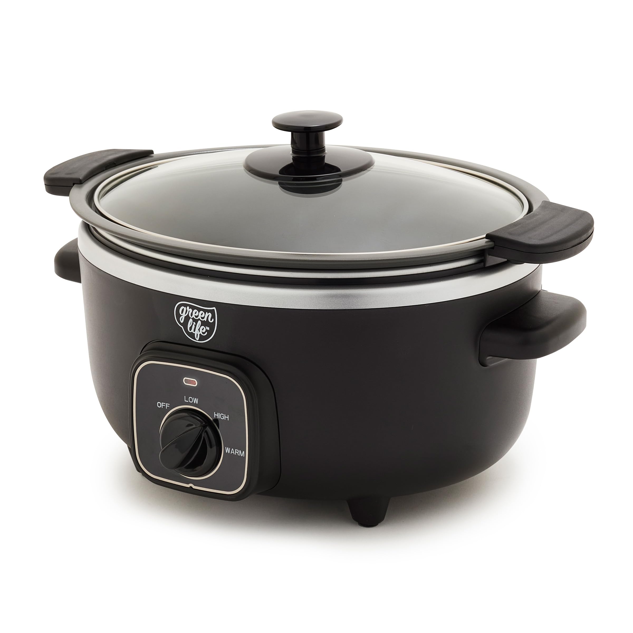 GreenLife 3.5QT Slow Cooker, PFAS-Free Non-Toxic Ceramic Nonstick Removable Interior Bowl, Programmable, Keep Warm, Stovetop & O