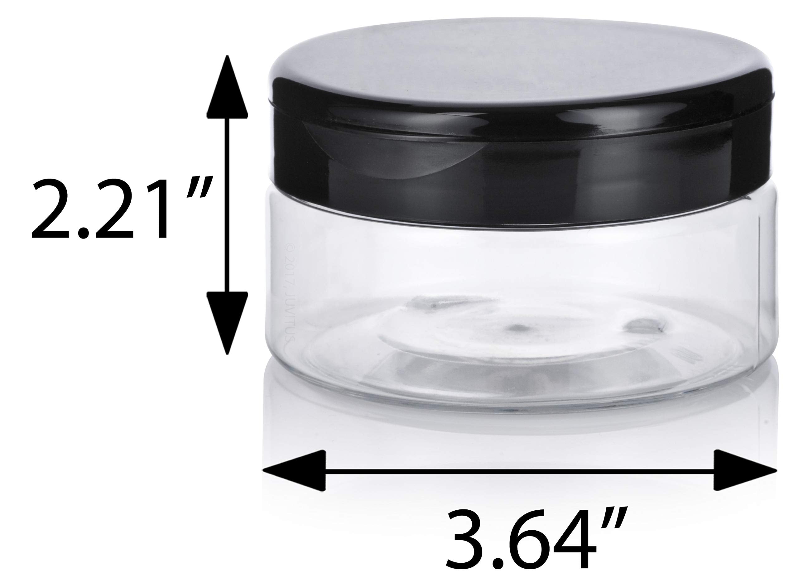 8 Oz Clear Pet Plastic Refillable Low Profile Jar With Flip Top Cap Lid (12 Pack)