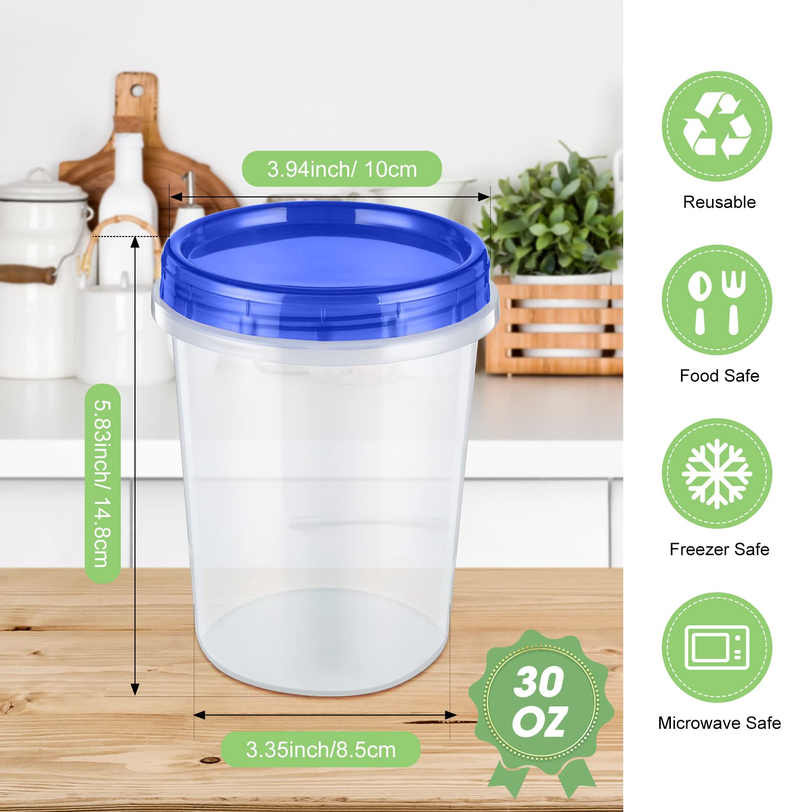 24 Pcs 32 Oz Food Storage Freezer Container With Twist Top Lids Reusable Plastic Soup Food Containers With Screw On Lids Leakpro