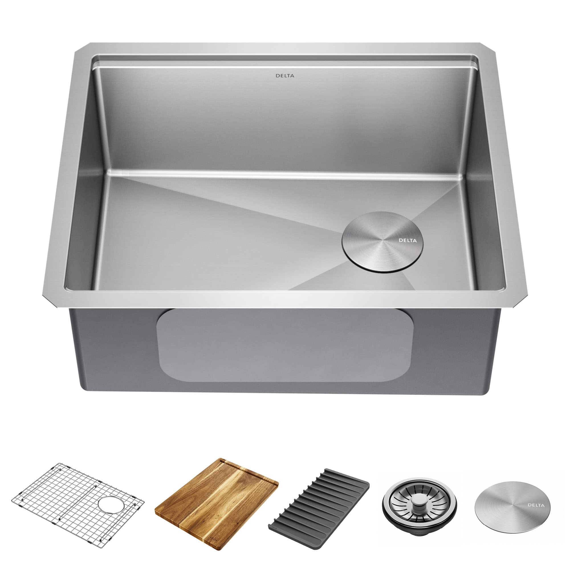 DELTA FAUCET 95B9132-23S-SS Lorelai Workstation Kitchen Sink Undermount 16 Gauge Stainless Steel Single Bowl with WorkFlow Ledge