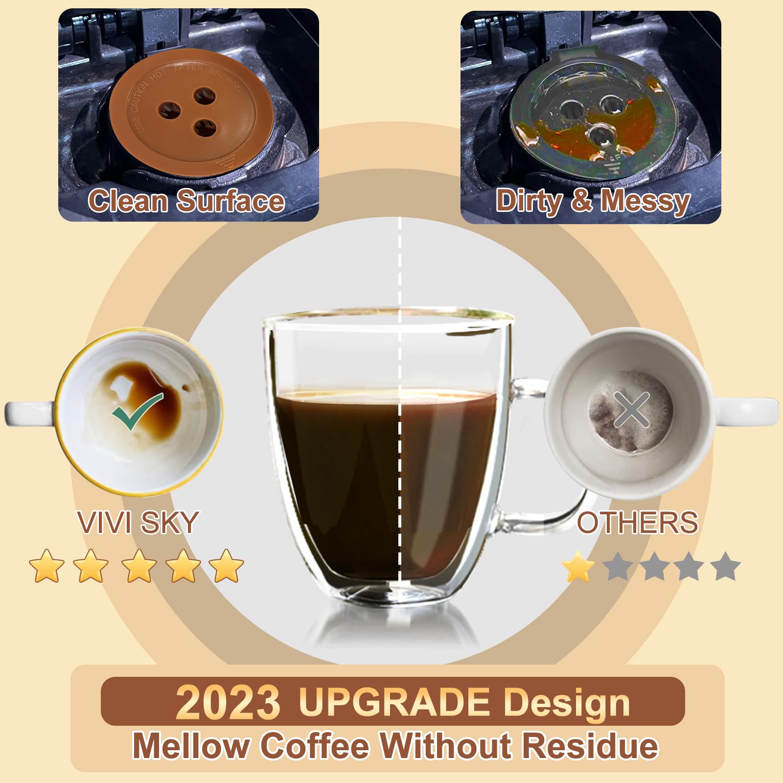 Vivi Sky Reusable Coffee Filter For Ninja Coffee Maker, 4 Cone Coffee Maker Filter #4 For Ninja Dual Brew Coffee Maker Ninja Cof