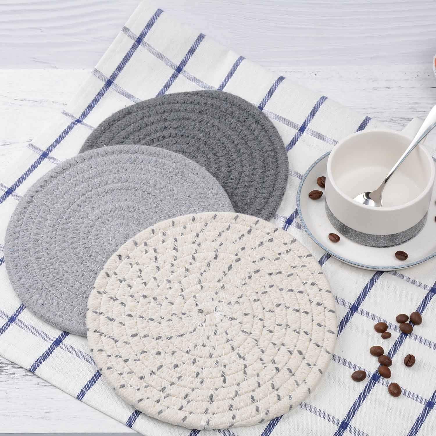 Lifaith Potholders Set Trivets Set 100% Pure Cotton Thread Weave Hot Pot Holders Set (Set Of 3) Hot Pads, Hot Mats, Stylish Coas