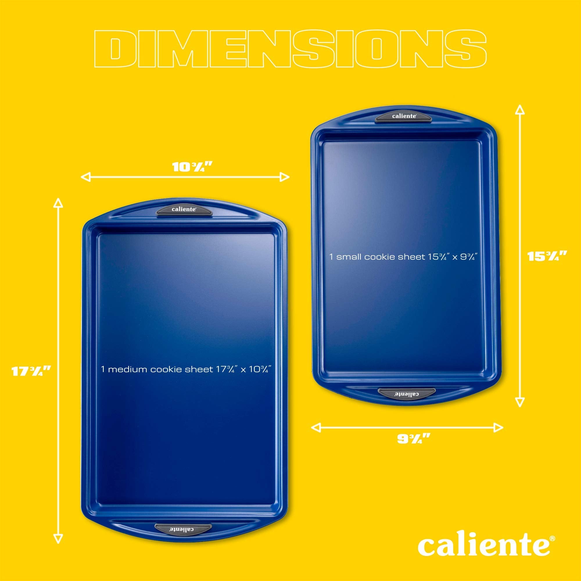 Caliente Nonstick Bakeware Set Of 2 Cookie Sheets | Premium Medium & Small Baking Sheets | Durable Carbon Steel Baking Sets | Ho